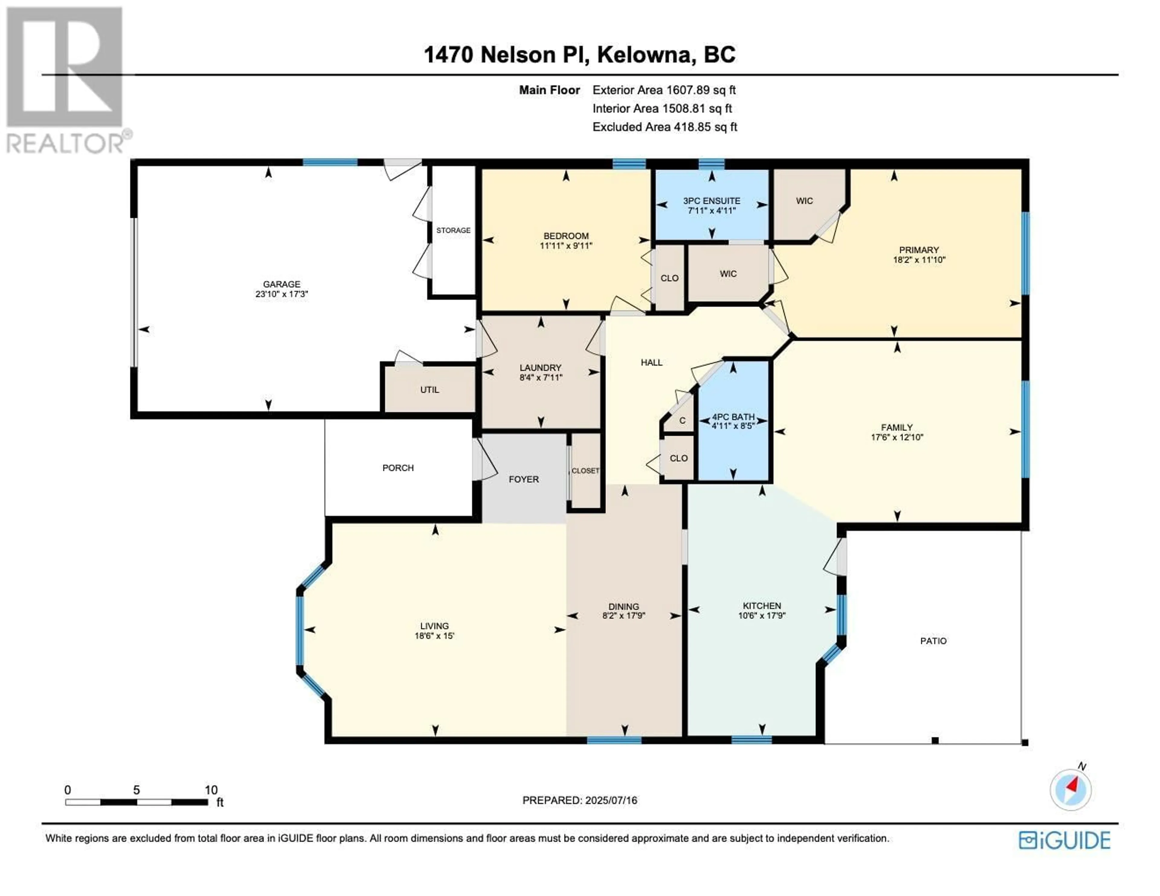 Floor plan for 1470 NELSON PLACE, Kelowna British Columbia V1Y9H5
