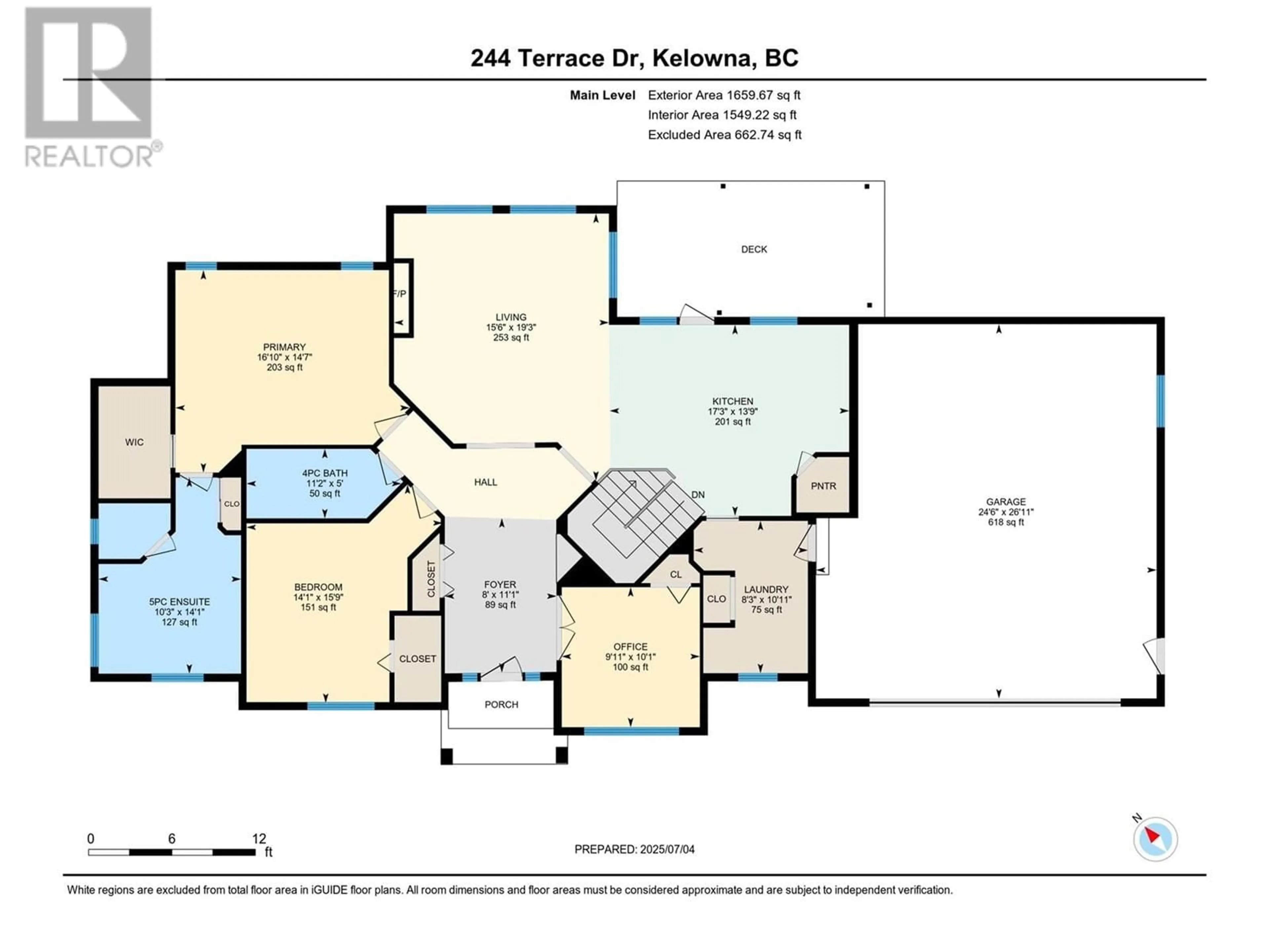 Floor plan for 244 TERRACE DRIVE, Kelowna British Columbia V1V2P9