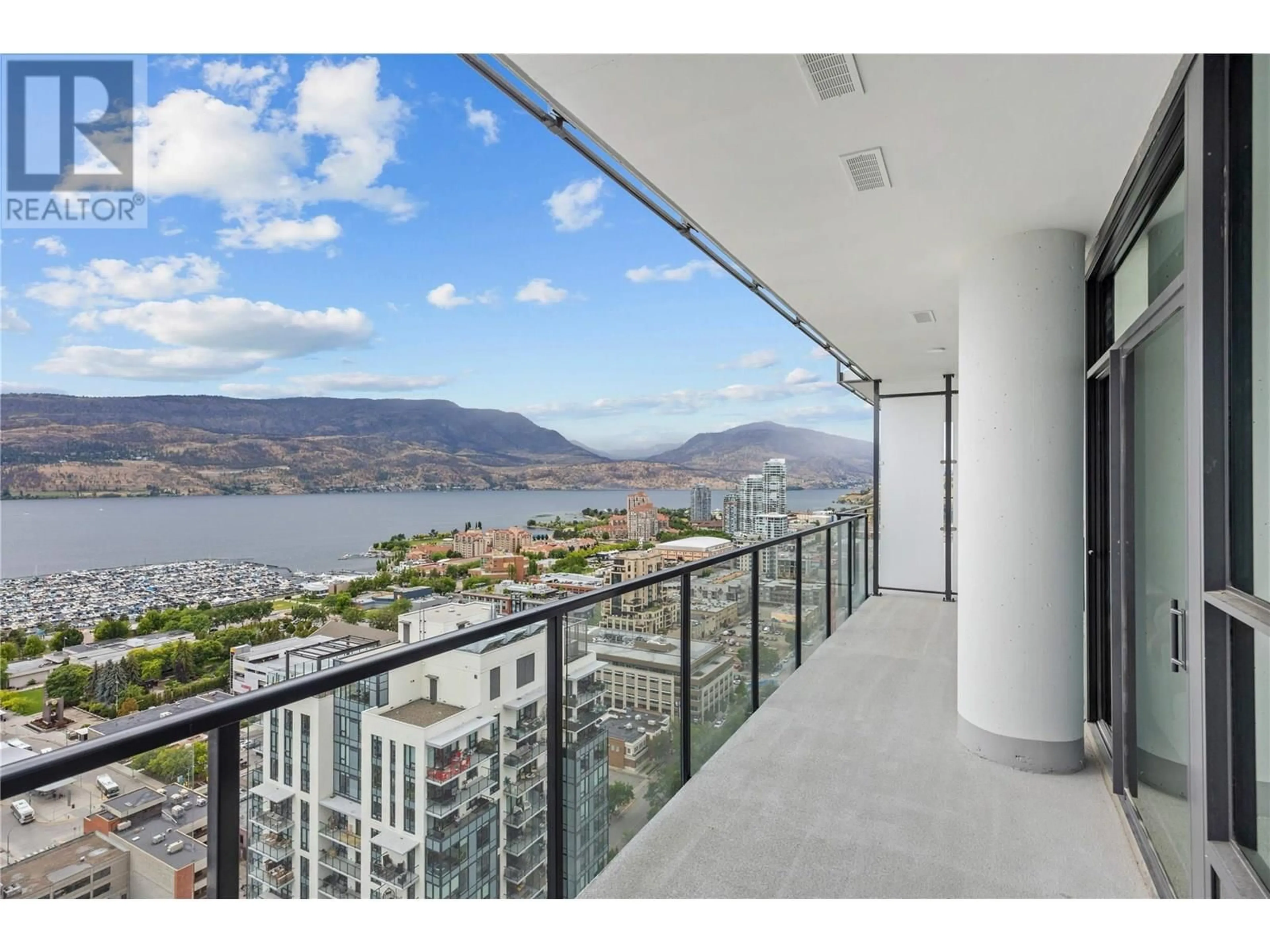 Balcony in the apartment, water/lake/river/ocean view for 3201 - 1488 BERTRAM STREET, Kelowna British Columbia V1Y0M6