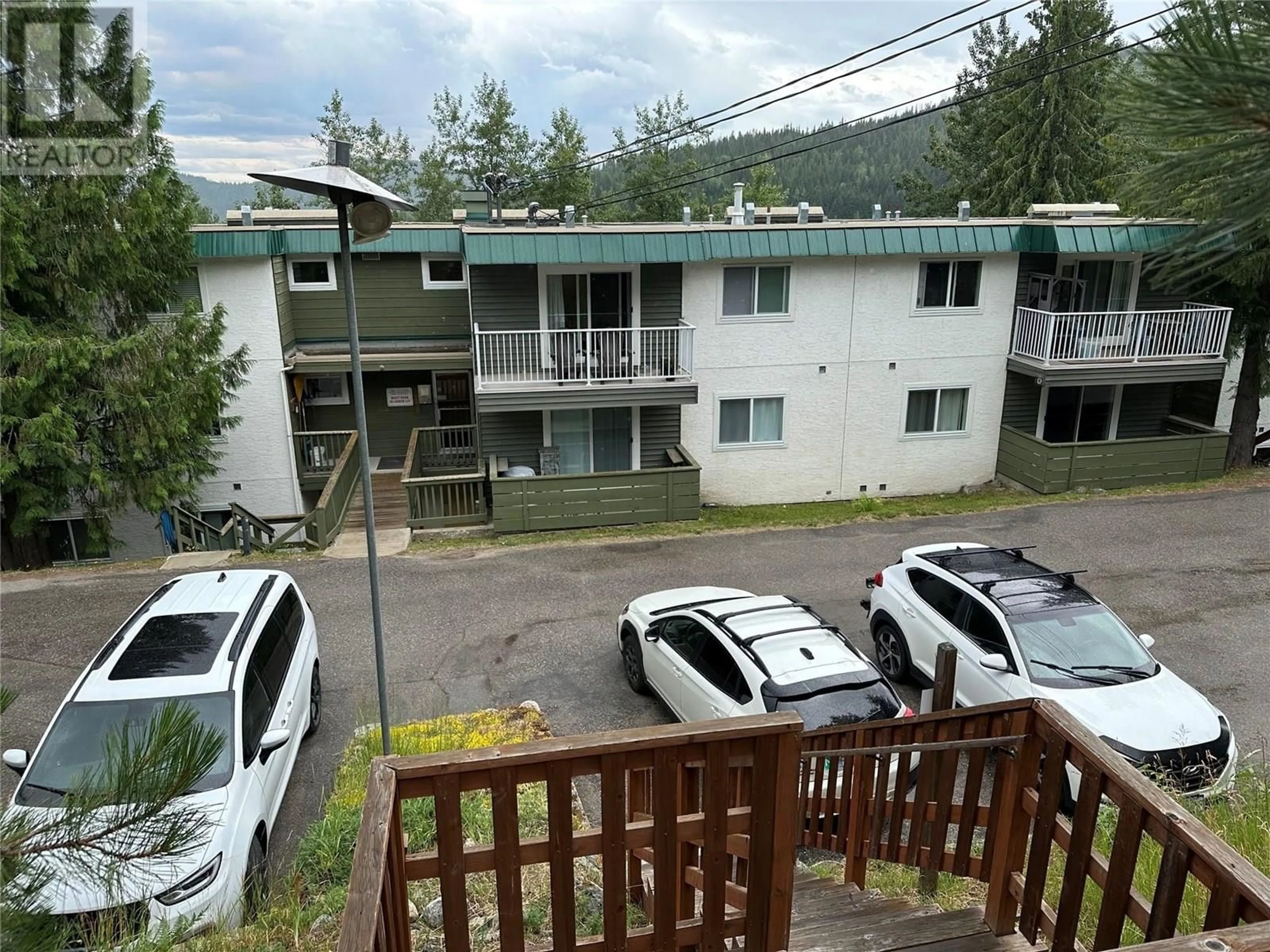 A pic from outside/outdoor area/front of a property/back of a property/a pic from drone, mountain view for 308 - 1611 NICKELPLATE ROAD, Rossland British Columbia V0G1Y0