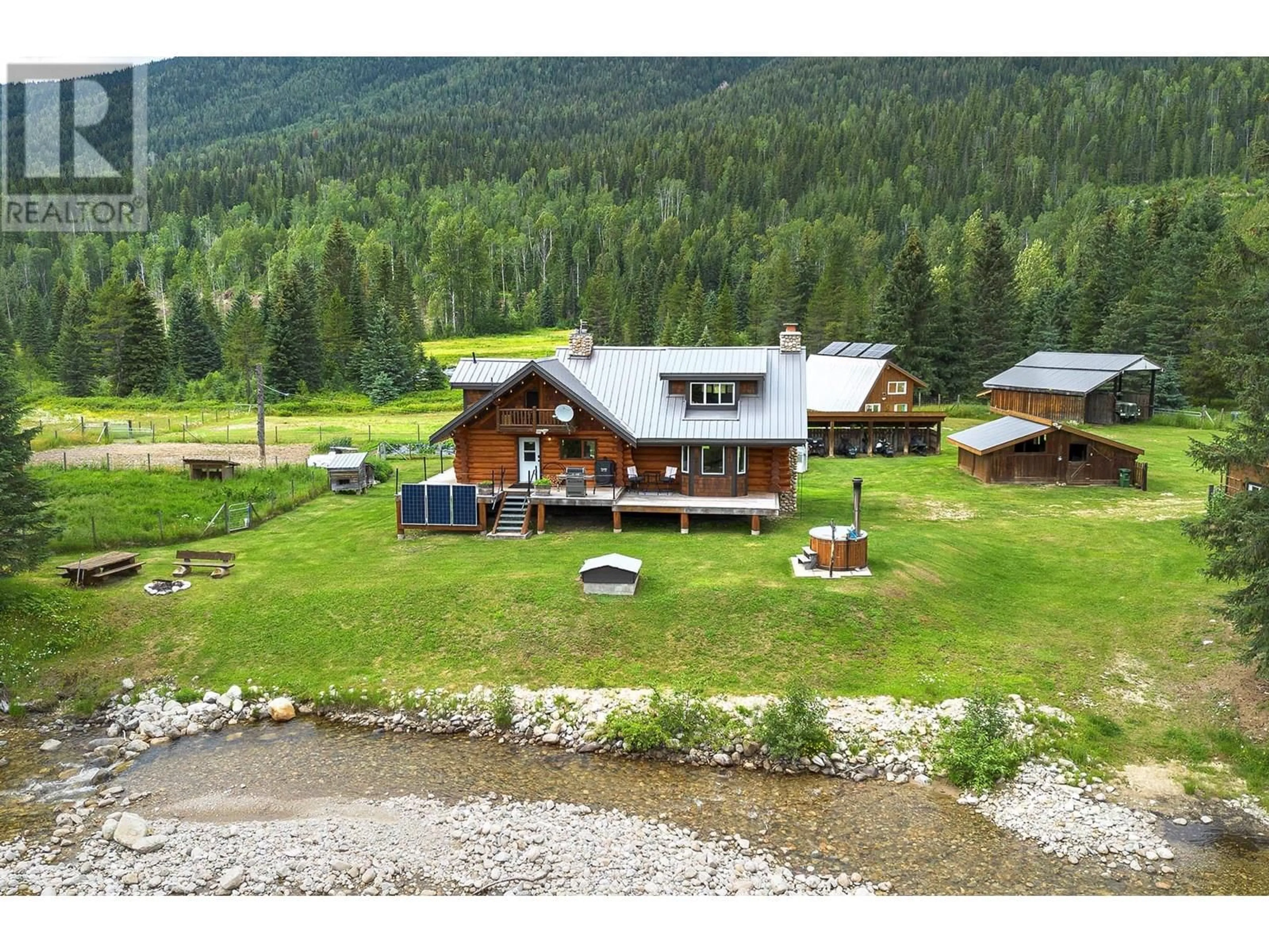 A pic from outside/outdoor area/front of a property/back of a property/a pic from drone, mountain view for 3881 MAD RIVER FOREST, Vavenby British Columbia V0E3A0