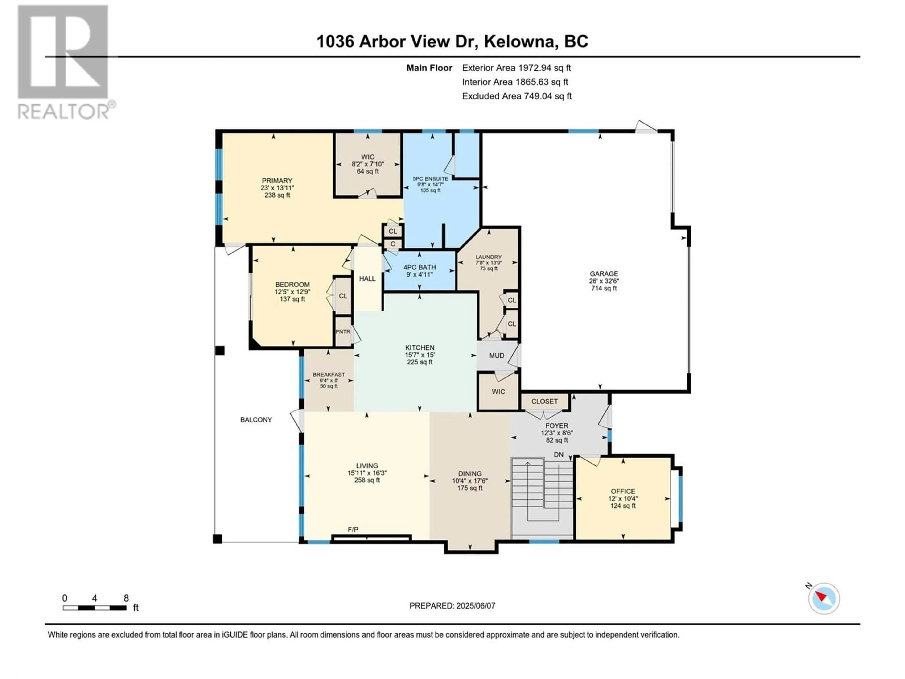 Floor plan for 1036 ARBOR VIEW DRIVE, Kelowna British Columbia V1W5A1