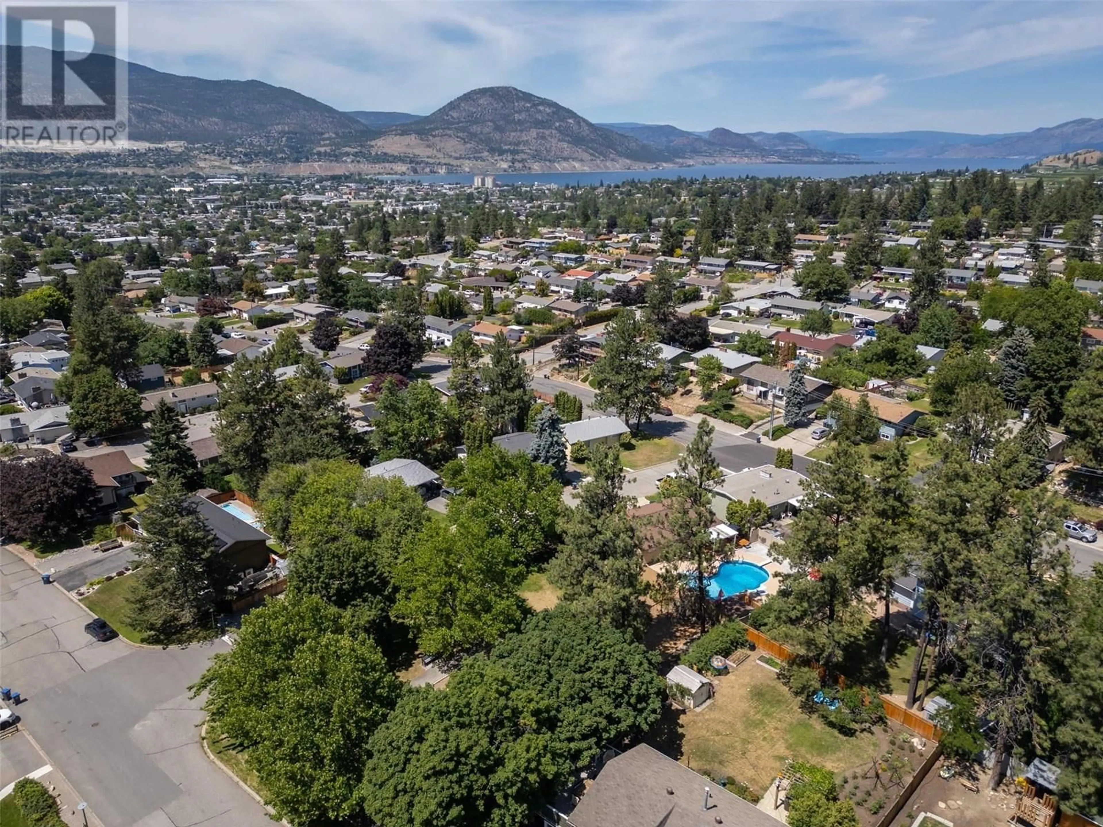 A pic from outside/outdoor area/front of a property/back of a property/a pic from drone, mountain view for 186 DUNANT CRESCENT, Penticton British Columbia V2A3G2
