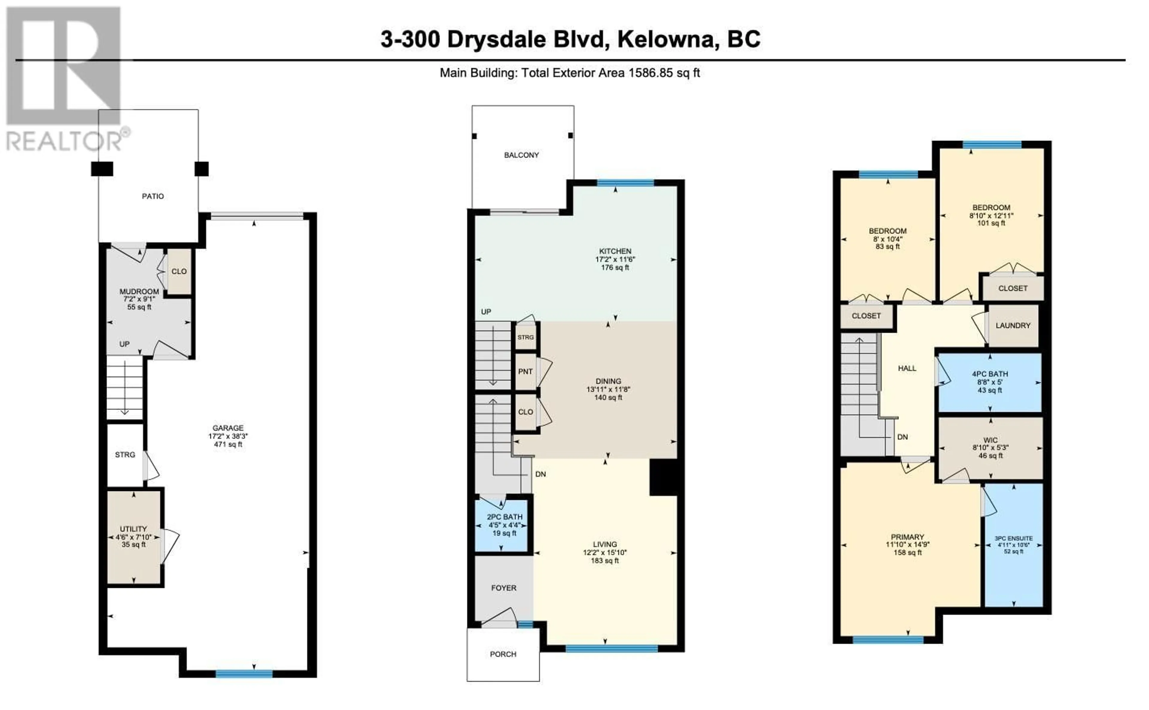 Floor plan for 3 - 300 DRYSDALE BOULEVARD, Kelowna British Columbia V1V3E6