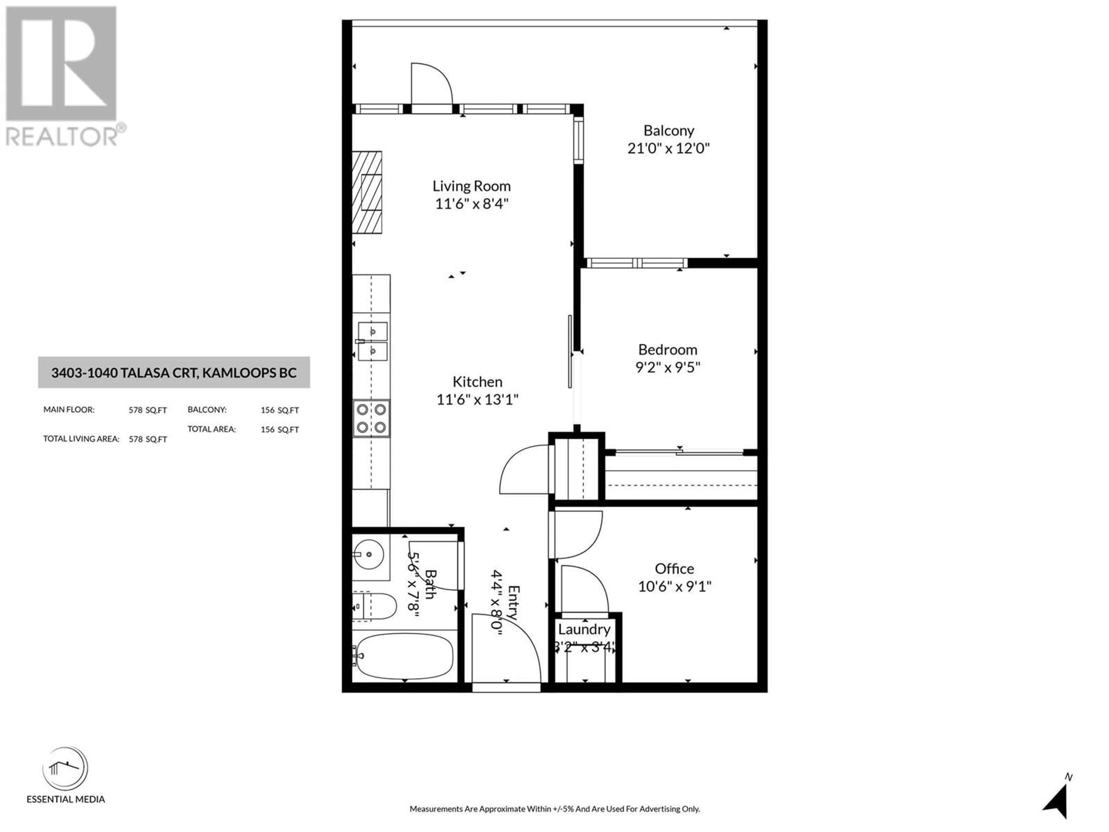 Floor plan for 3403 - 1040 TALASA COURT, Kamloops British Columbia V2H0C4