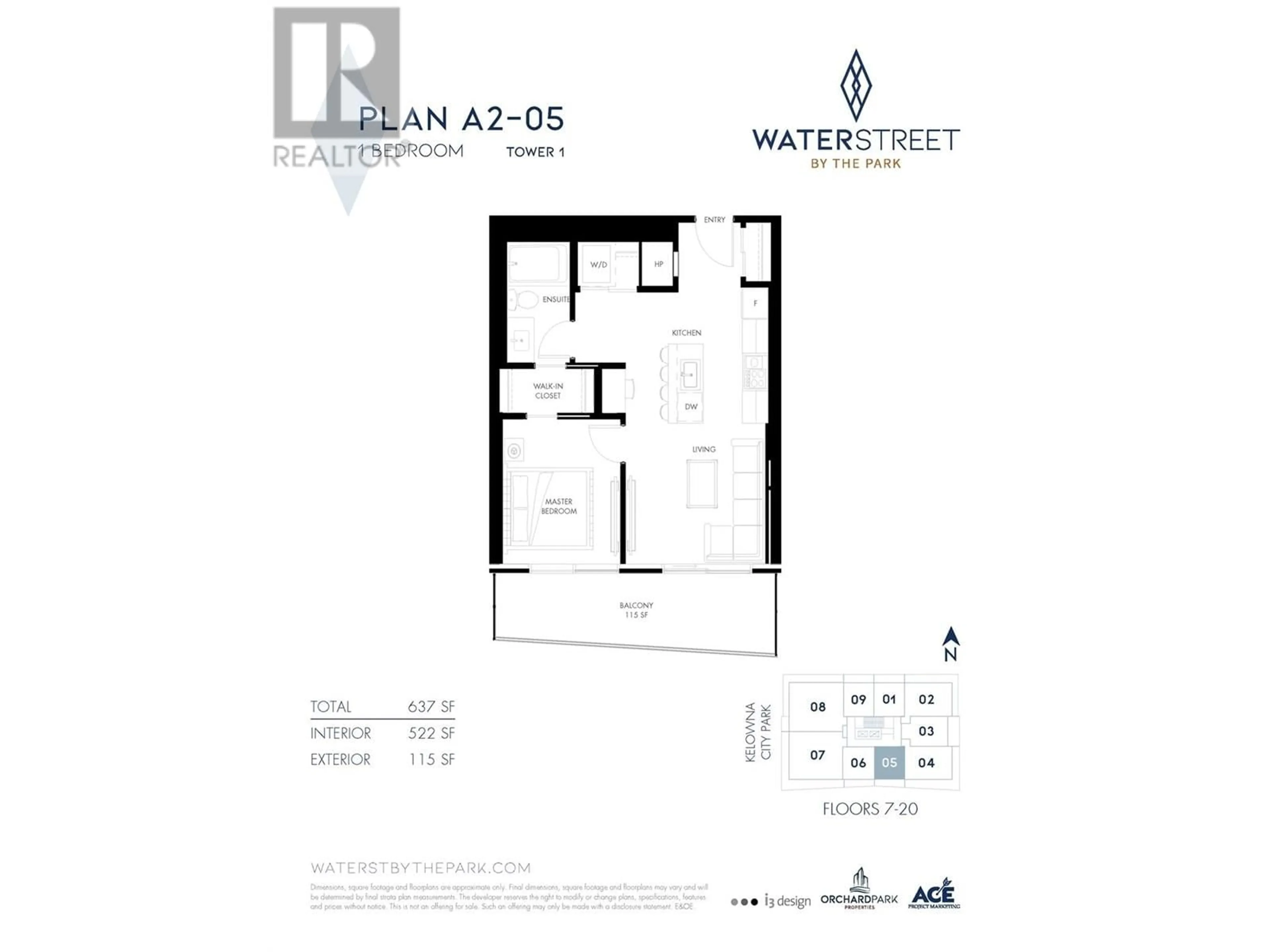 Floor plan for 1505 - 238 LEON AVENUE, Kelowna British Columbia V1Y6H9