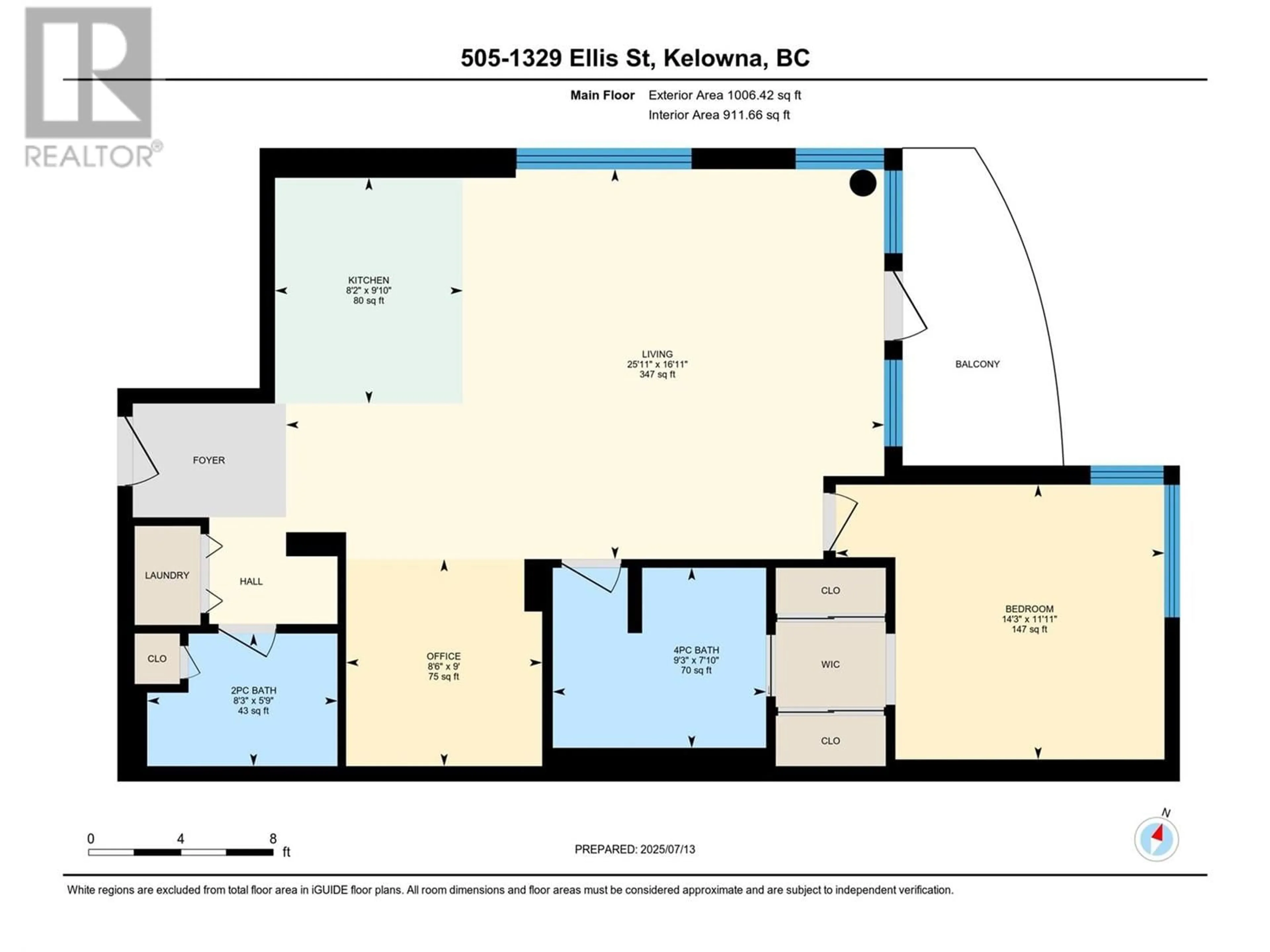 Floor plan for 505 - 1329 ELLIS STREET, Kelowna British Columbia V1Y9X5