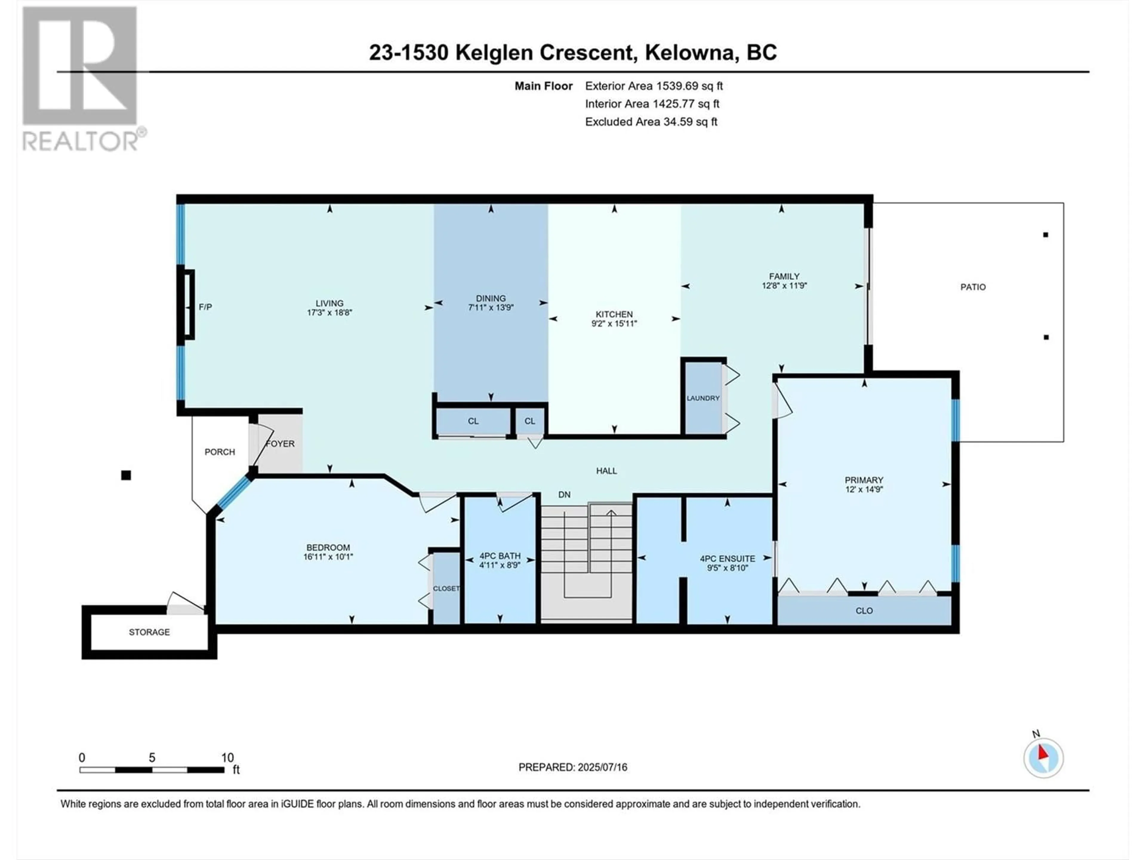 Floor plan for 23 - 1530 KELGLEN CRESCENT, Kelowna British Columbia V1Y6K7
