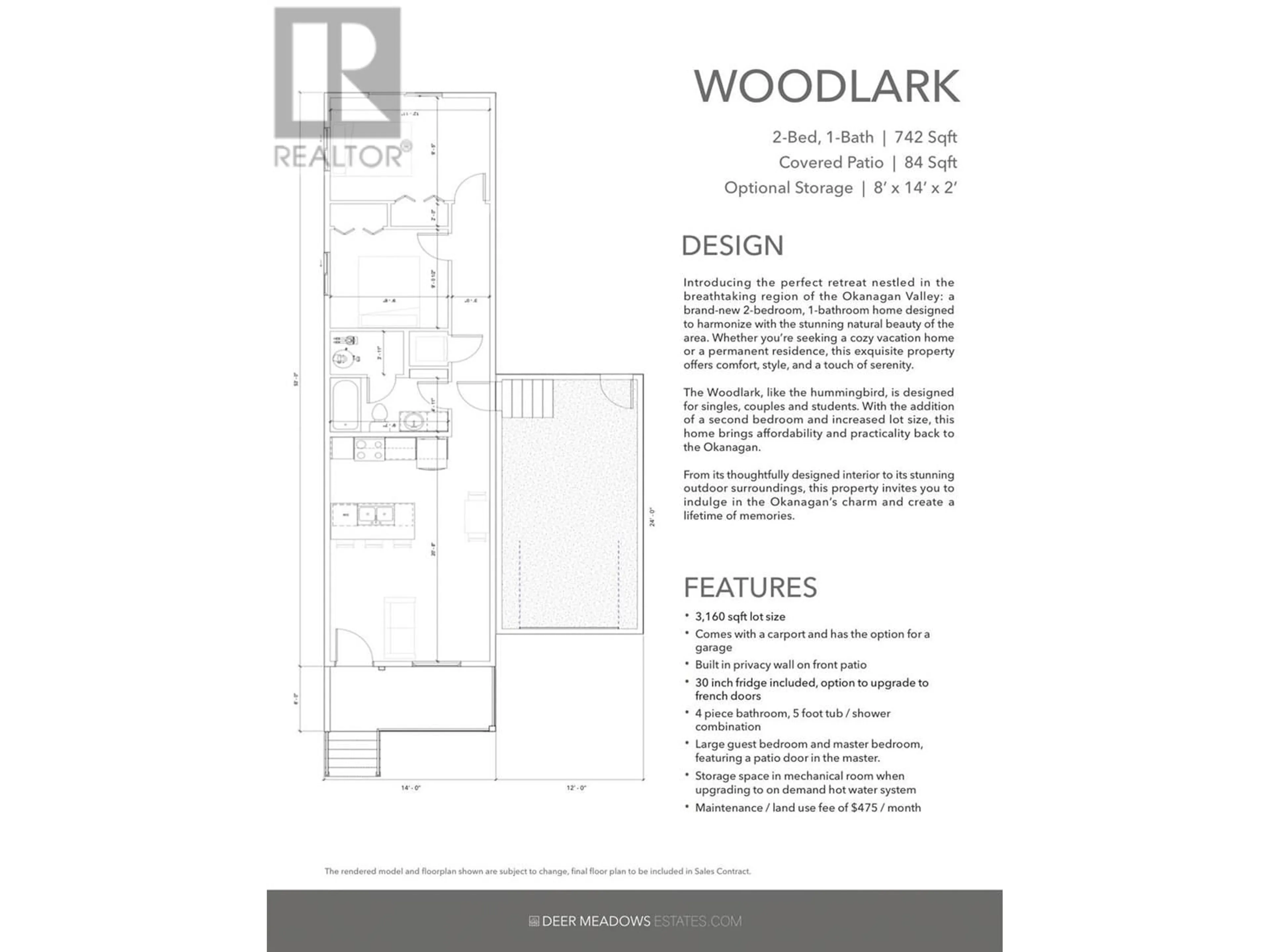 Floor plan for 167 - 8900 JIM BAILEY ROAD, Kelowna British Columbia V4V1E5