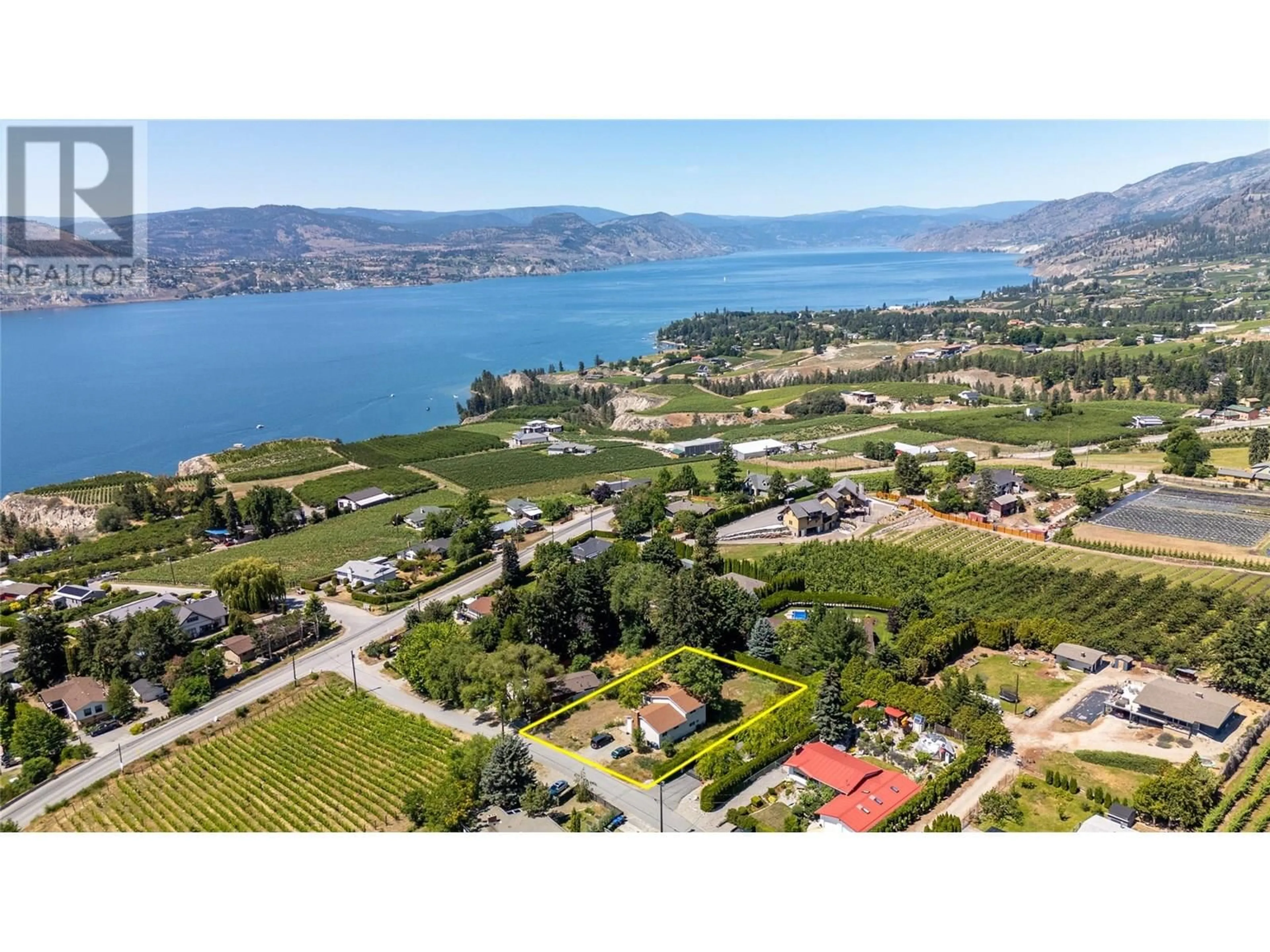A pic from outside/outdoor area/front of a property/back of a property/a pic from drone, water/lake/river/ocean view for 1145 MCPHEE ROAD, Naramata British Columbia V0H1N0