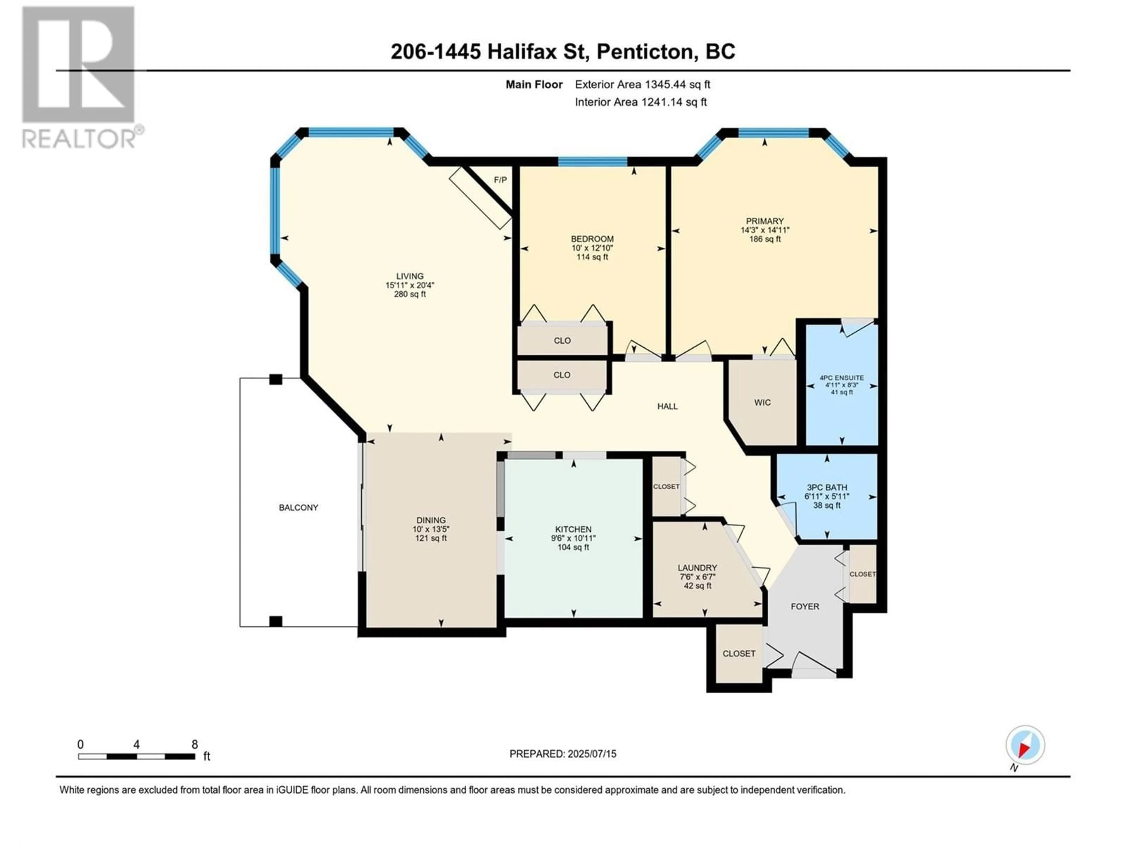 Floor plan for 206 - 1445 HALIFAX STREET, Penticton British Columbia V2A8M8