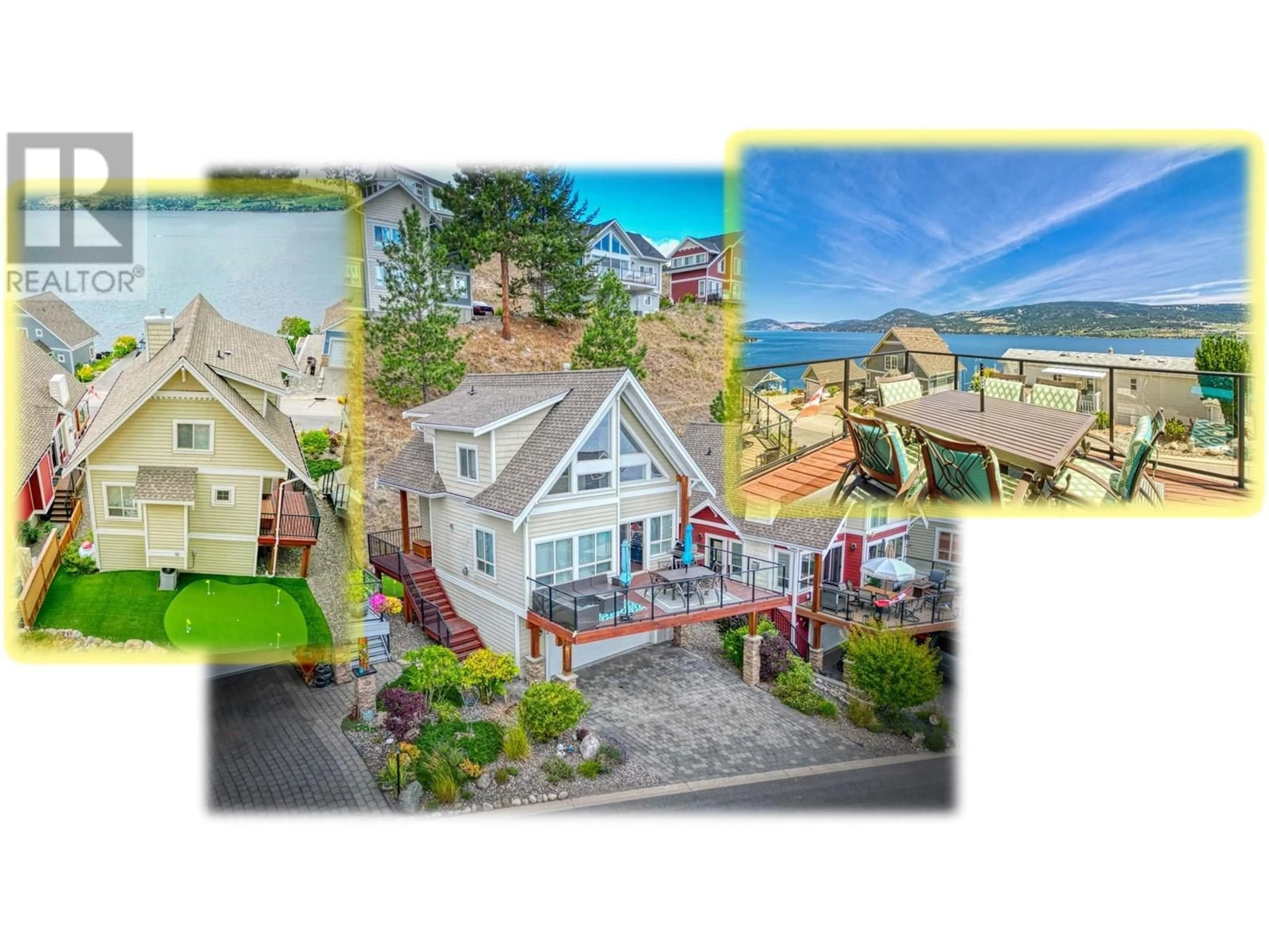 A pic from outside/outdoor area/front of a property/back of a property/a pic from drone, water/lake/river/ocean view for 52 - 6920 BARCELONA DRIVE, Kelowna British Columbia V1Z3R8