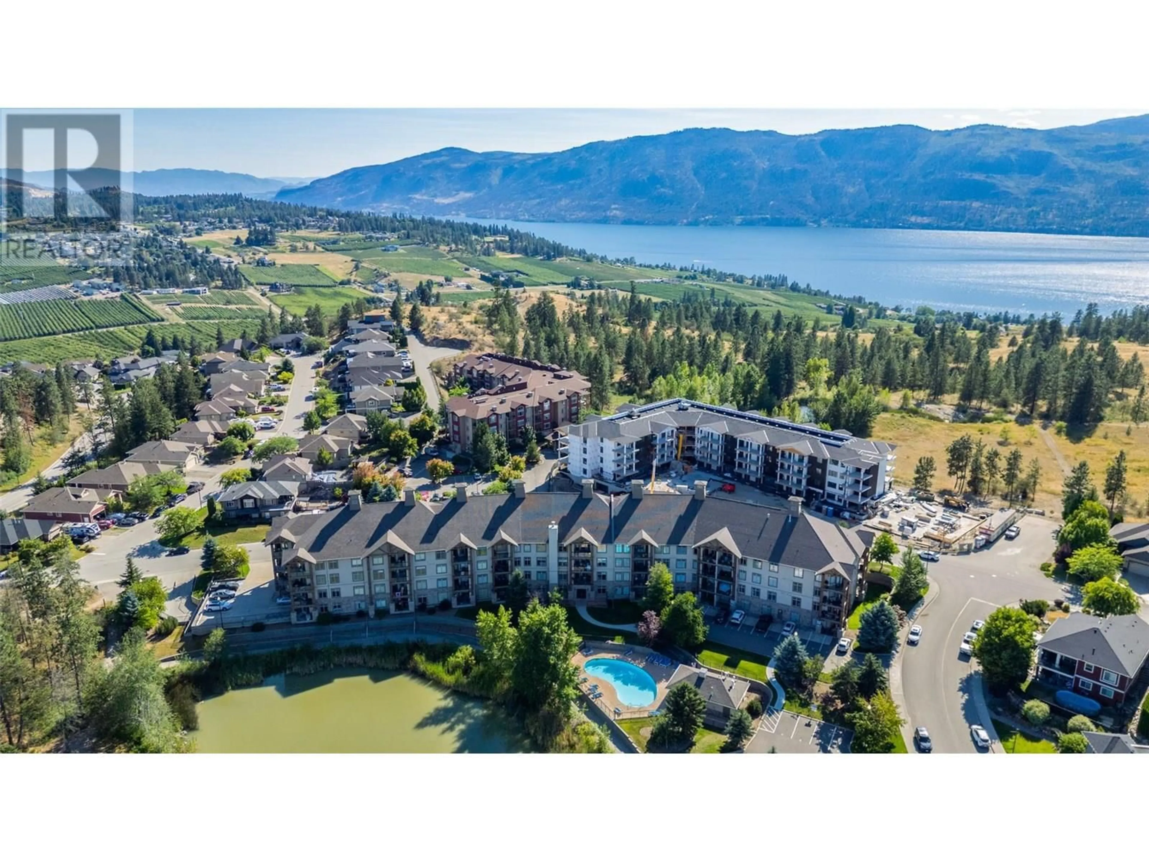 A pic from outside/outdoor area/front of a property/back of a property/a pic from drone, mountain view for 112 - 2551 SHORELINE DRIVE, Lake Country British Columbia V4V2P2