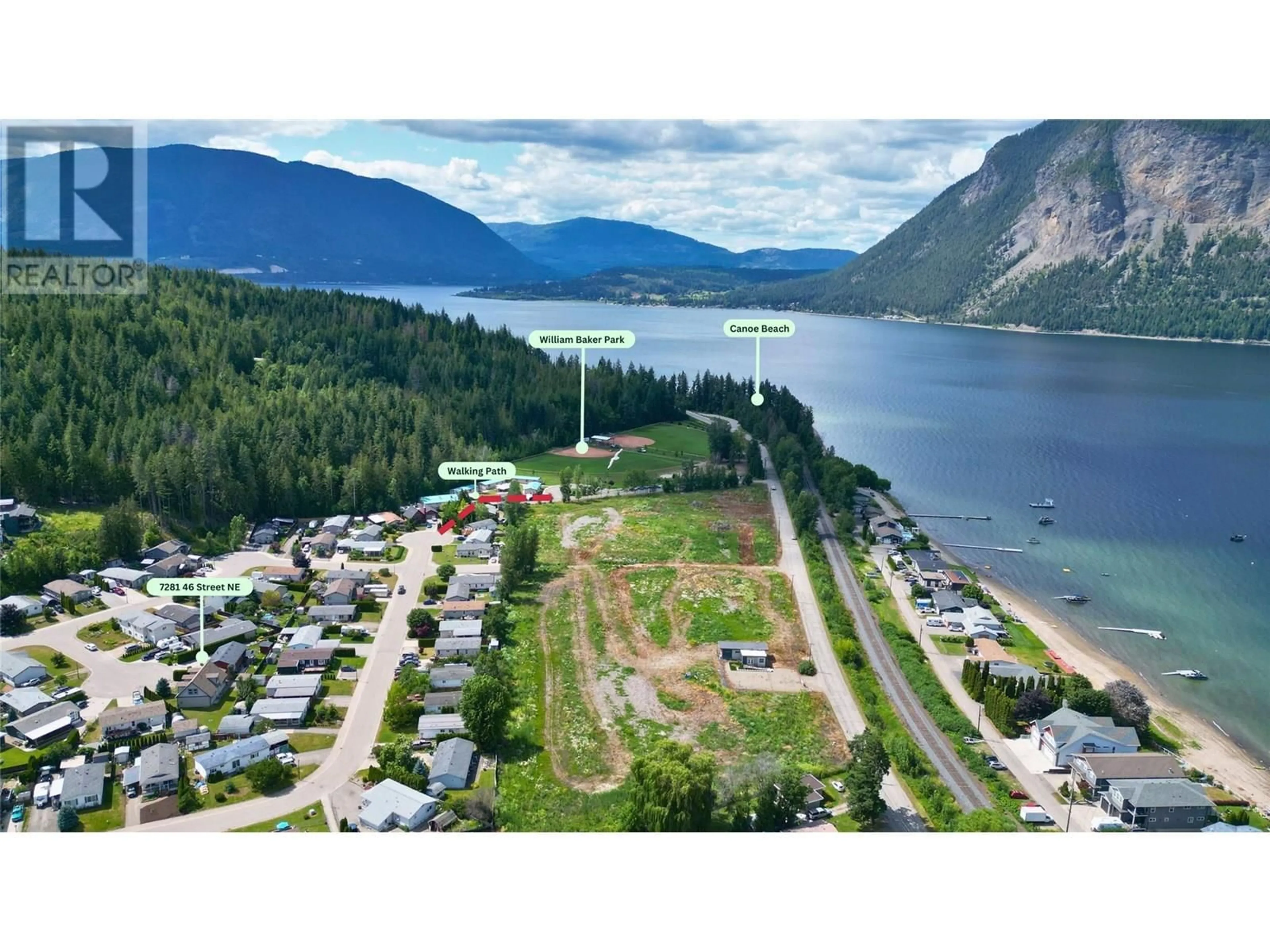 A pic from outside/outdoor area/front of a property/back of a property/a pic from drone, water/lake/river/ocean view for 7281 46 STREET NORTHEAST, Salmon Arm British Columbia V1E2B3