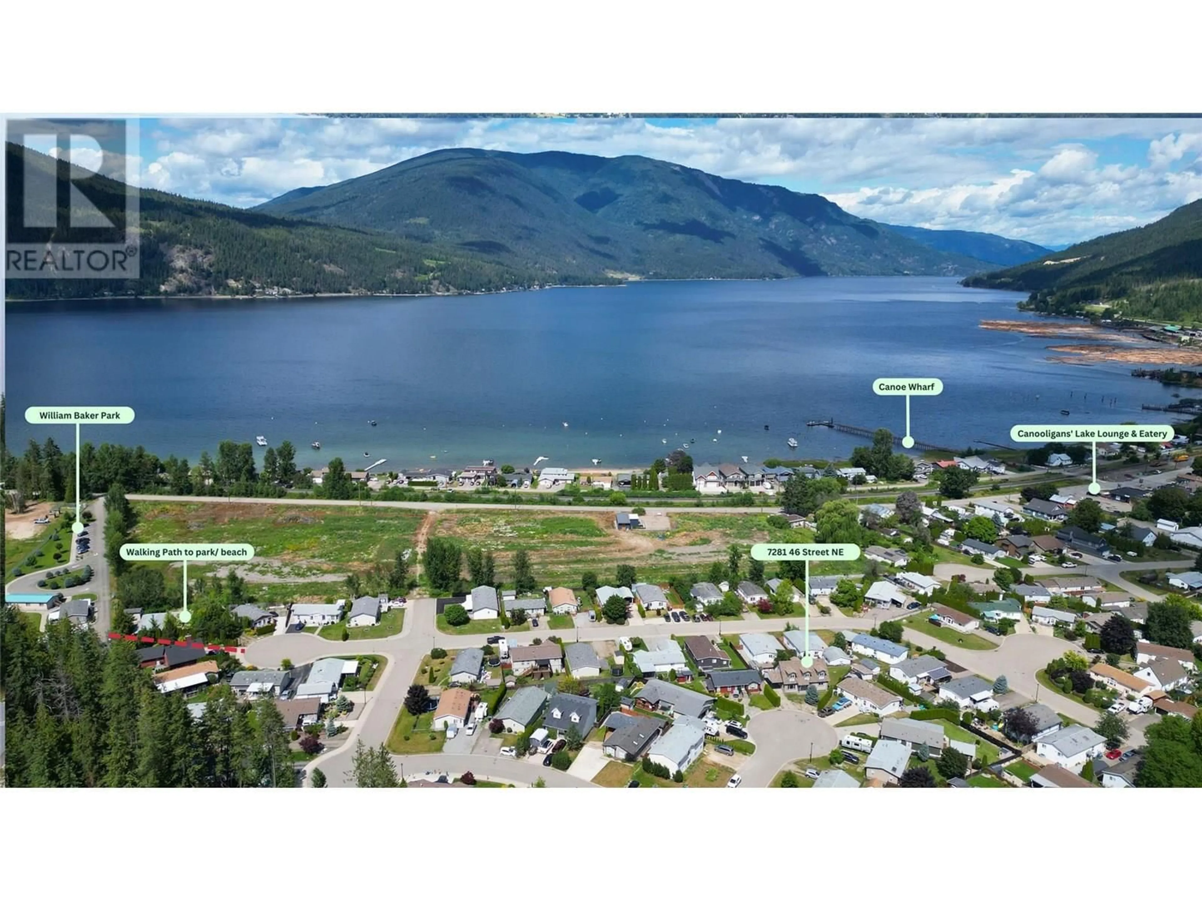 A pic from outside/outdoor area/front of a property/back of a property/a pic from drone, water/lake/river/ocean view for 7281 46 STREET NORTHEAST, Salmon Arm British Columbia V1E2B3