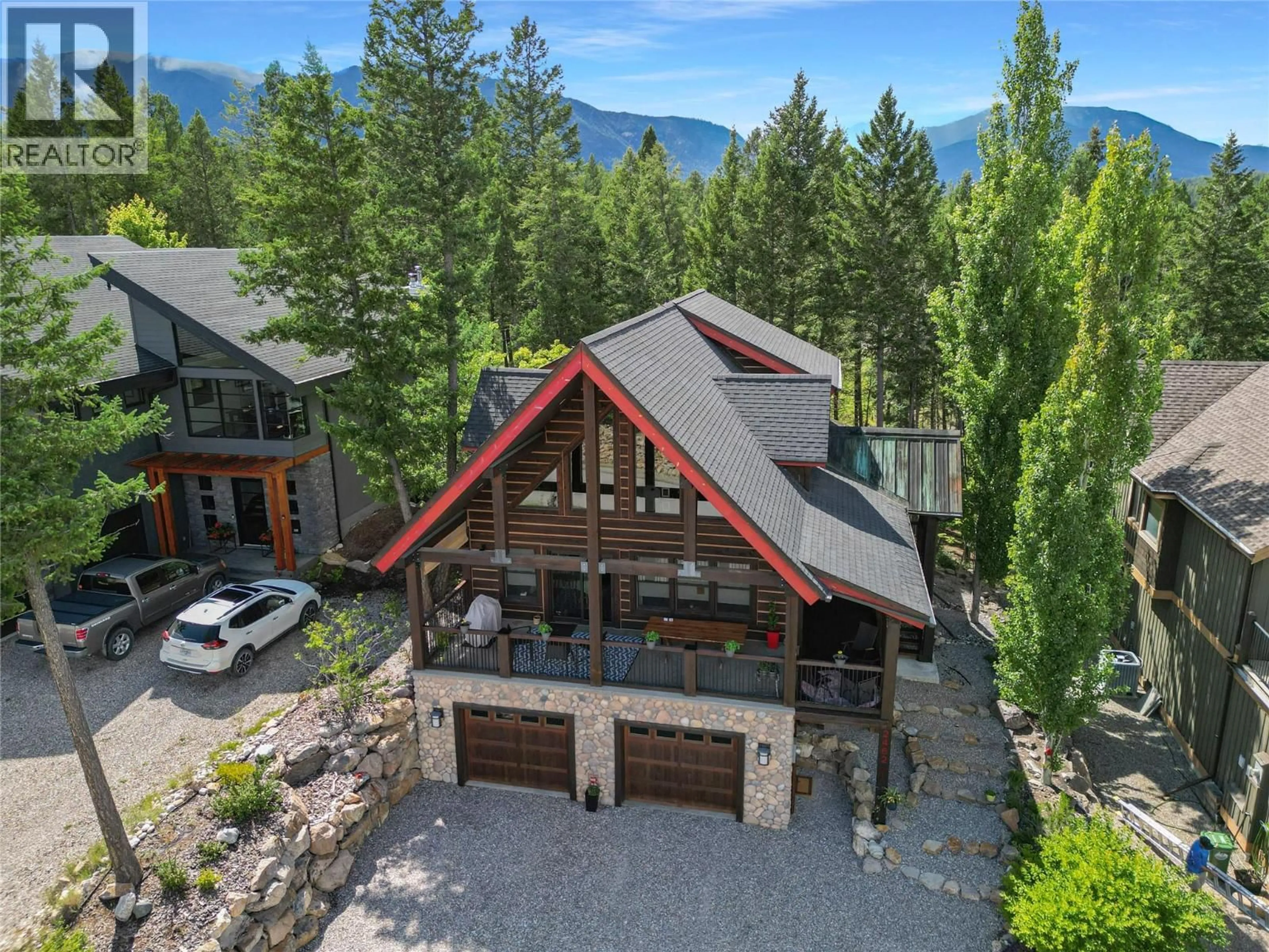 A pic from outside/outdoor area/front of a property/back of a property/a pic from drone, mountain view for 2462 CASTLESTONE DRIVE, Invermere British Columbia V0A1K6