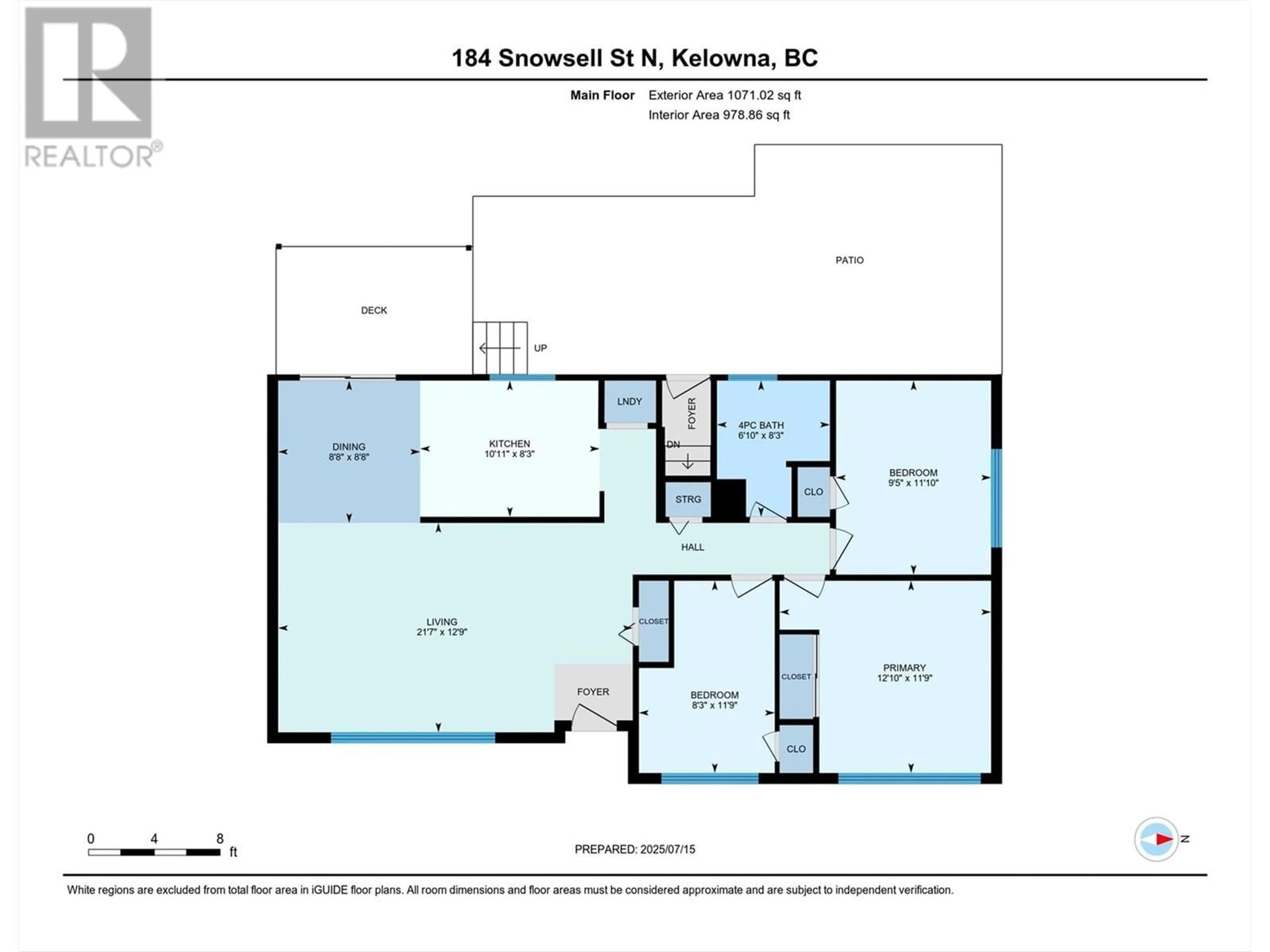 Floor plan for 184 SNOWSELL STREET NORTH, Kelowna British Columbia V1V2E2