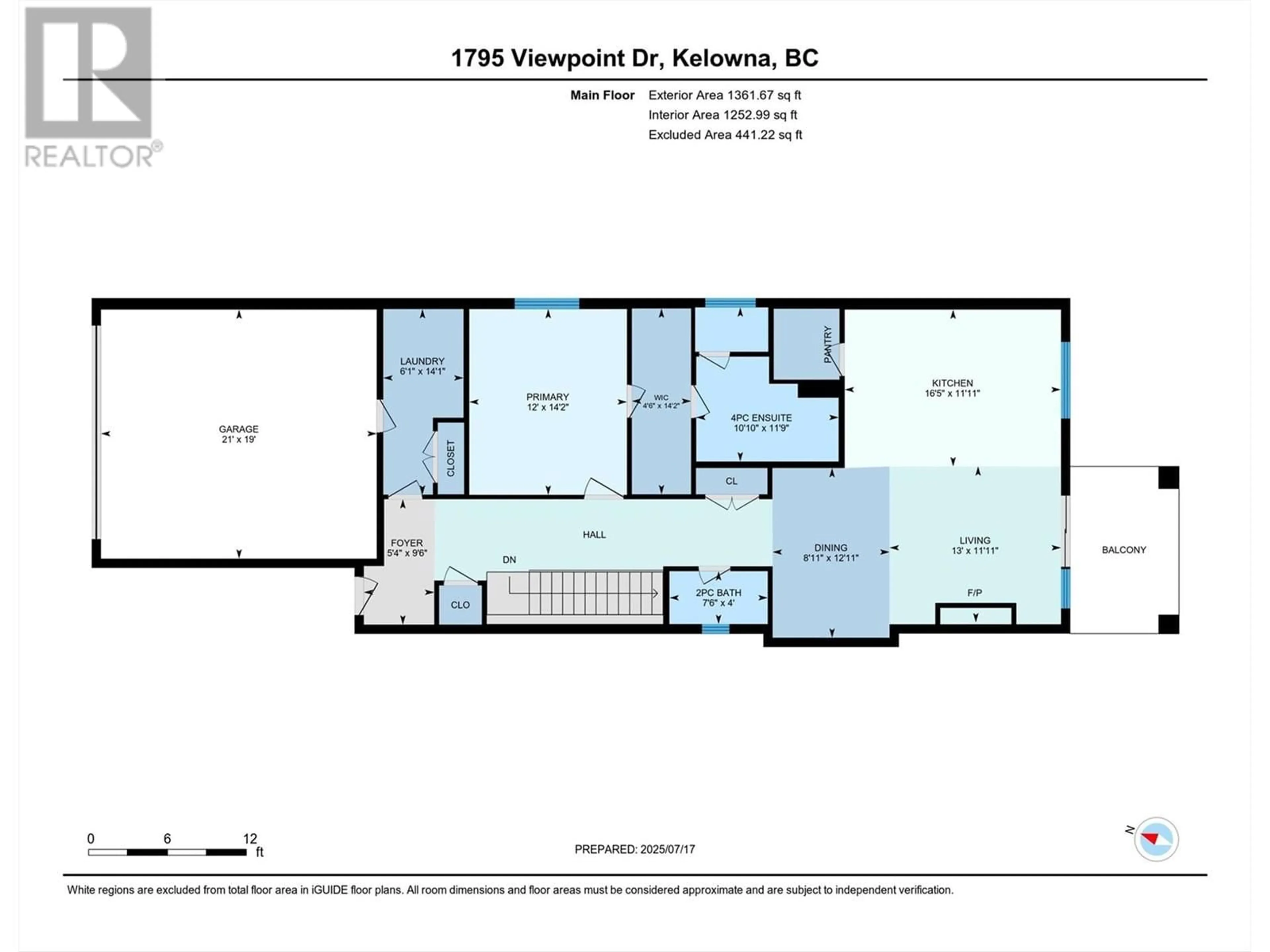 Floor plan for 1795 VIEWPOINT DRIVE, Kelowna British Columbia V1Z4E1
