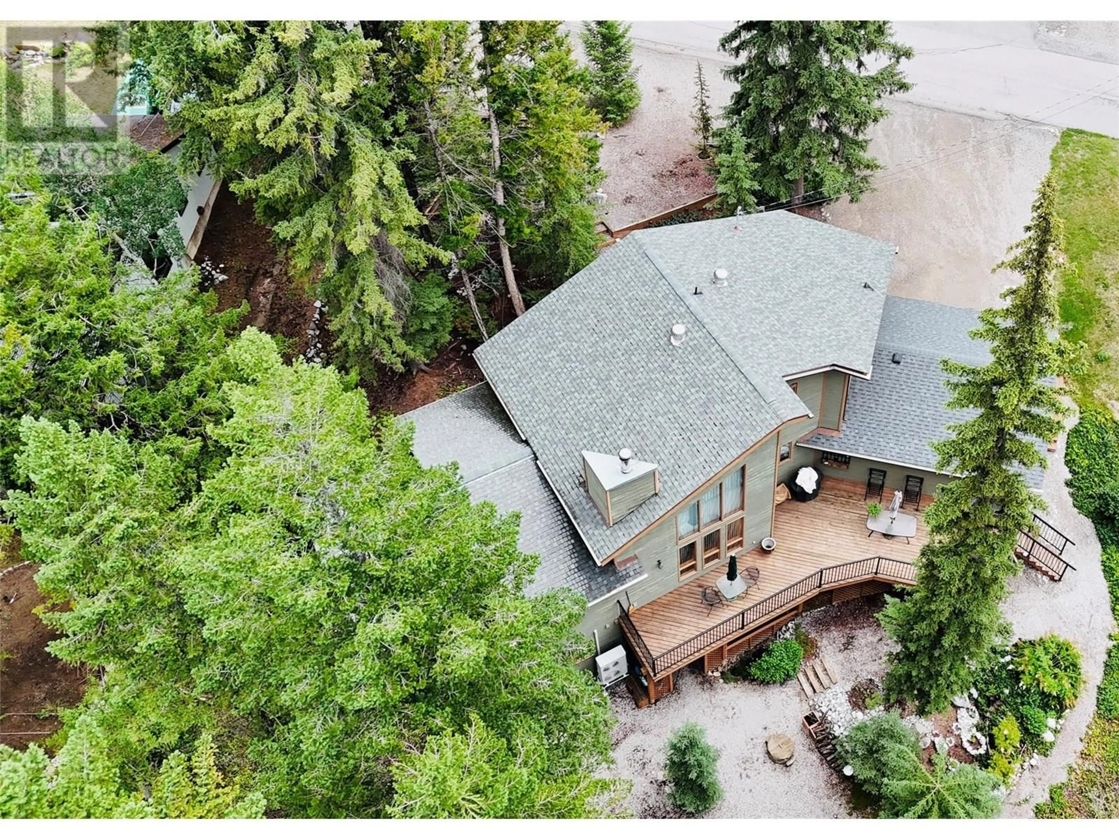 A pic from outside/outdoor area/front of a property/back of a property/a pic from drone, forest/trees view for 5221 COLUMBIA RIVER ROAD, Fairmont Hot Springs British Columbia V0B1L1