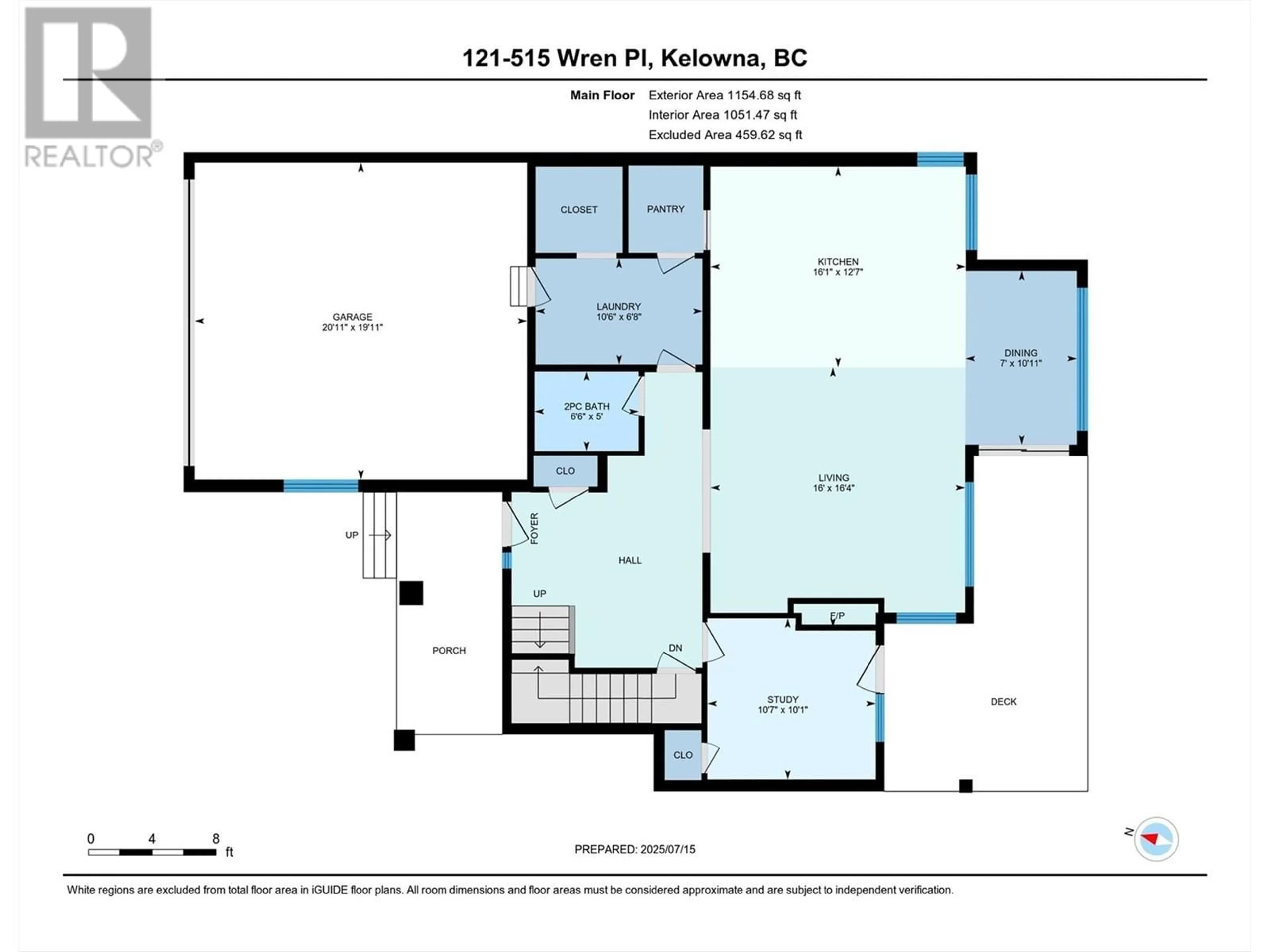 Floor plan for 121 - 515 WREN PLACE, Kelowna British Columbia V1W5H7
