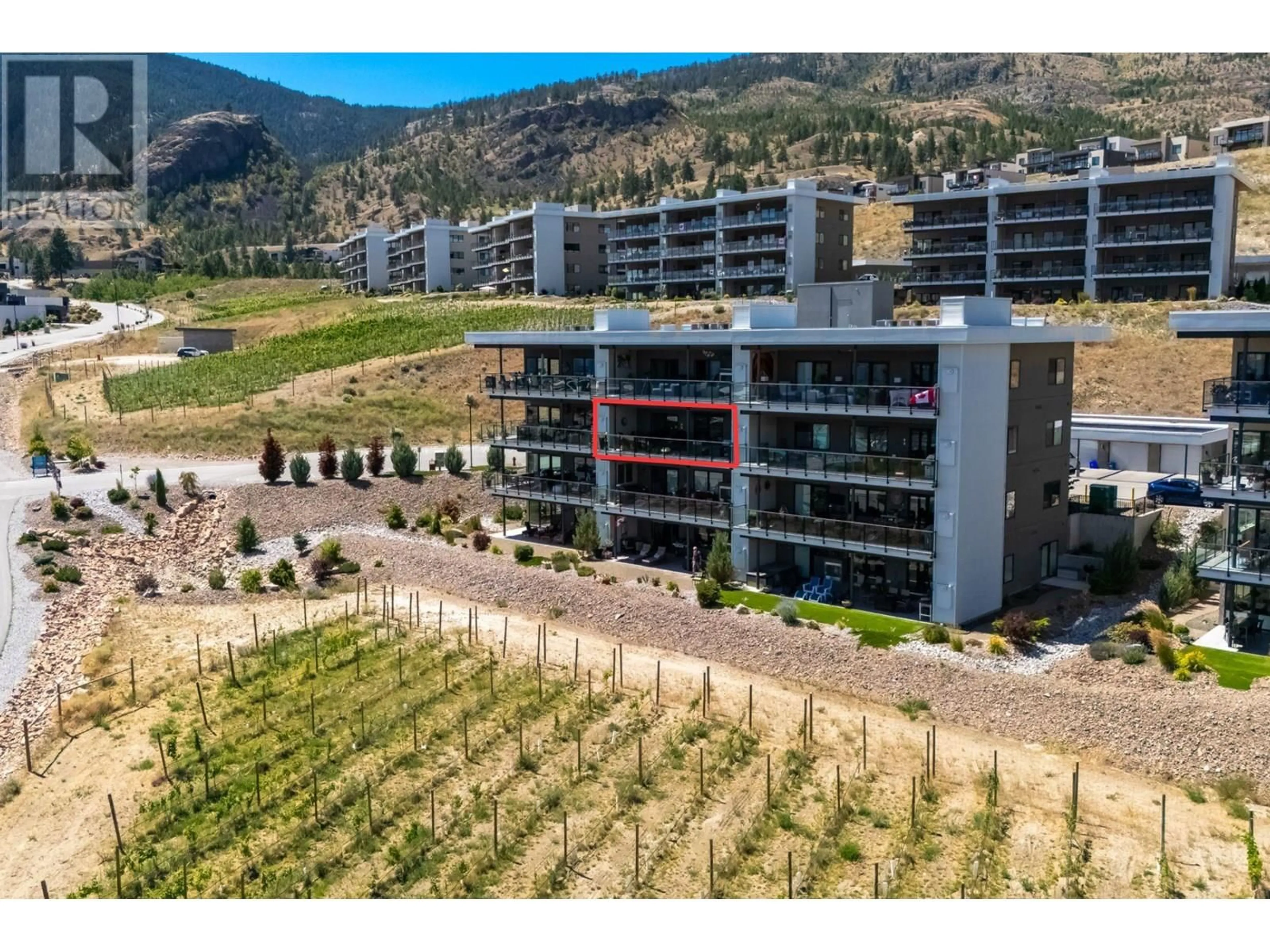 A pic from outside/outdoor area/front of a property/back of a property/a pic from drone, mountain view for 132 - 100 VISTA WAY, Penticton British Columbia V2A0B3