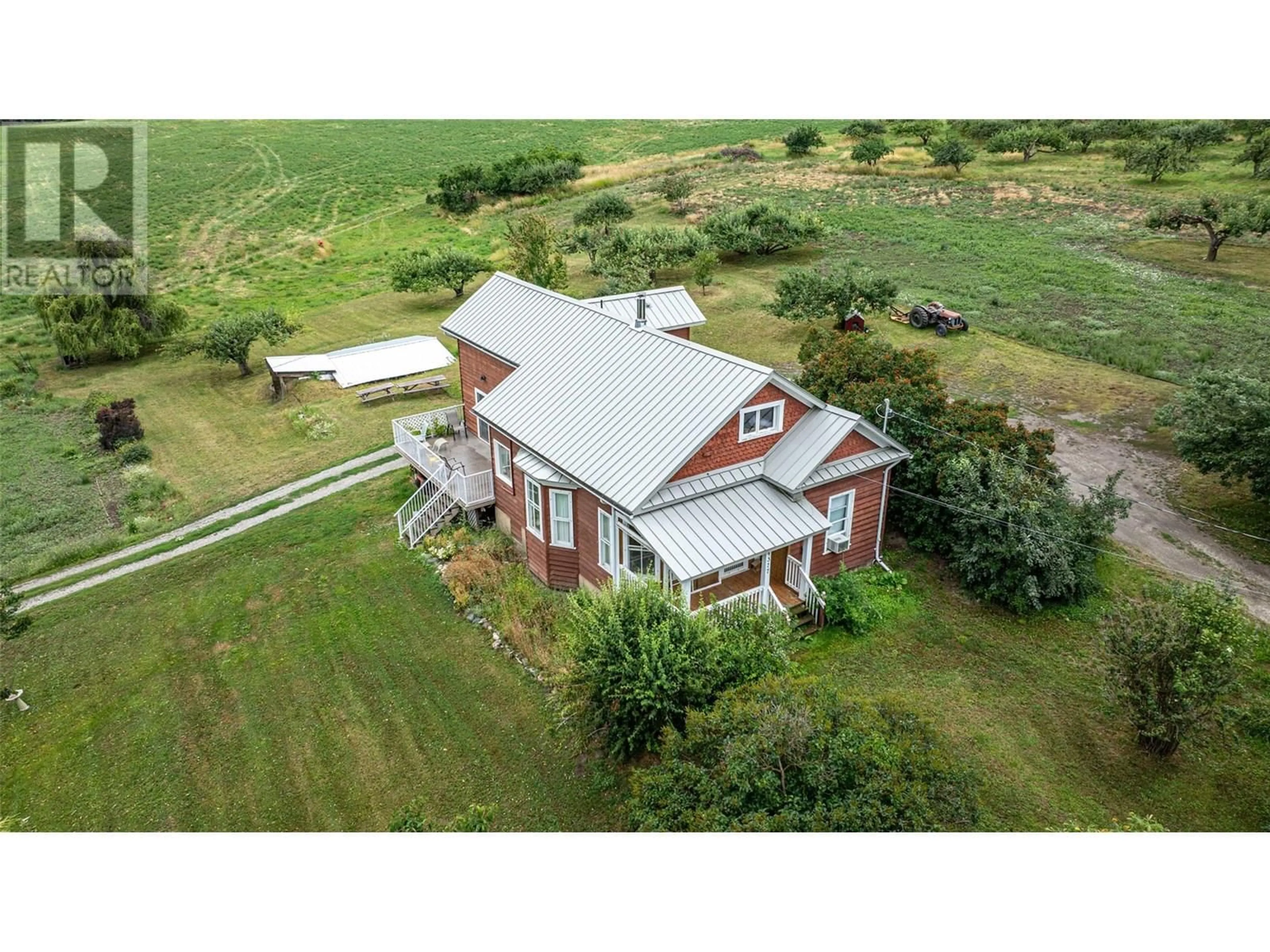 A pic from outside/outdoor area/front of a property/back of a property/a pic from drone, building for 4377 HALLAM ROAD, Armstrong British Columbia V0E1B4