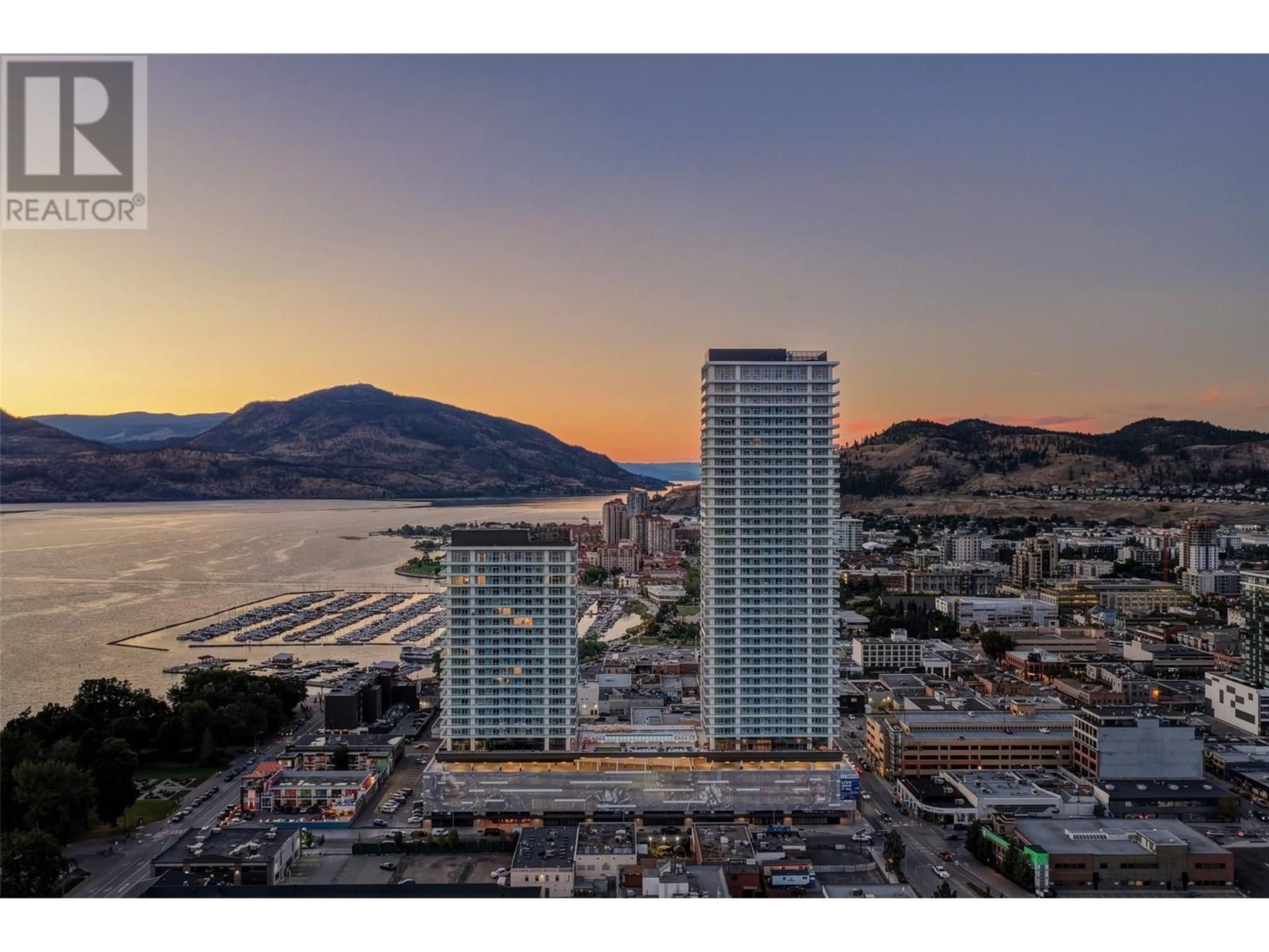 A pic from outside/outdoor area/front of a property/back of a property/a pic from drone, city buildings view from balcony for 1805 - 238 LEON AVENUE, Kelowna British Columbia V1Y0N6