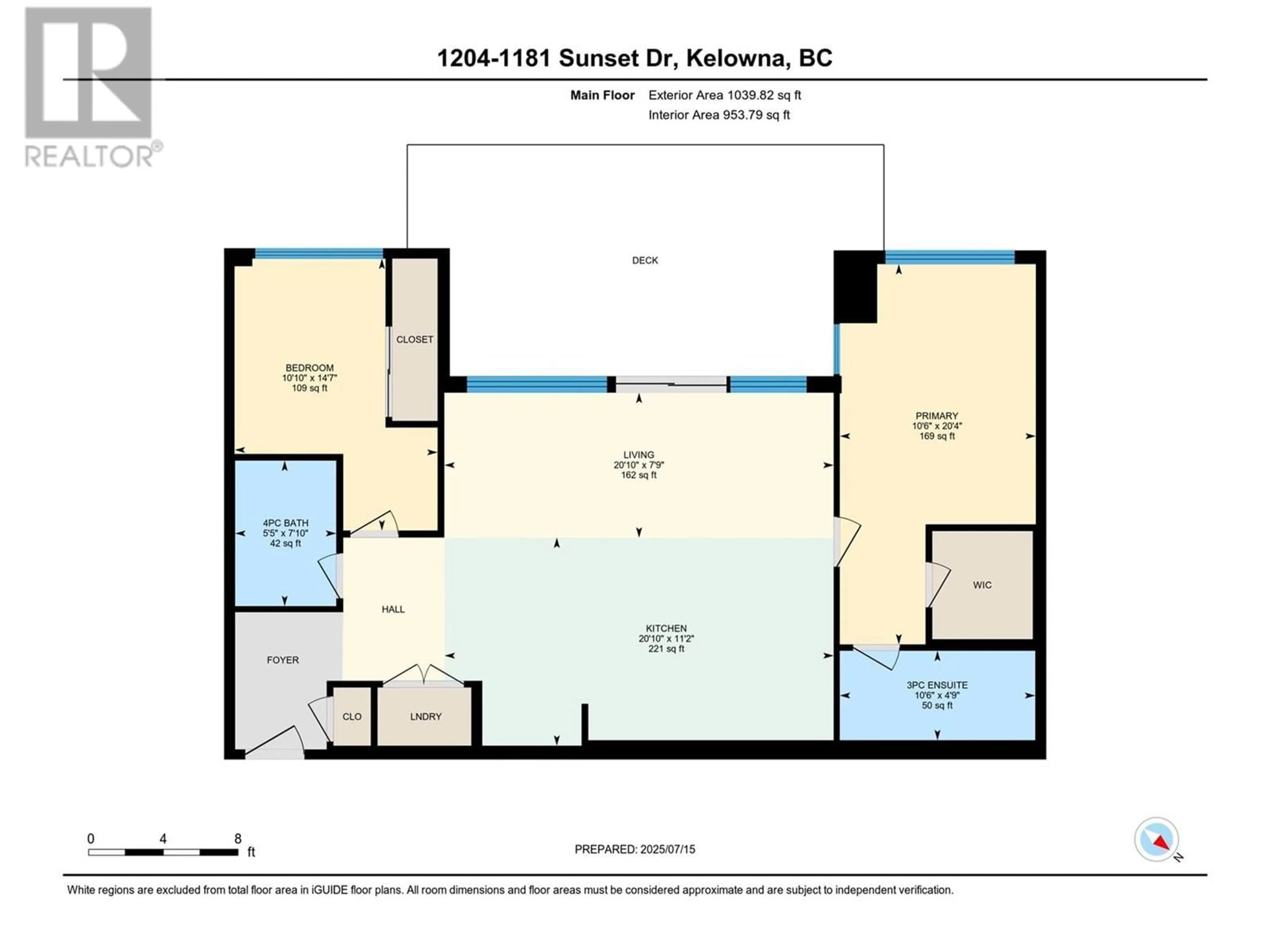 Floor plan for 1204 - 1181 SUNSET DRIVE, Kelowna British Columbia V1Y0J4