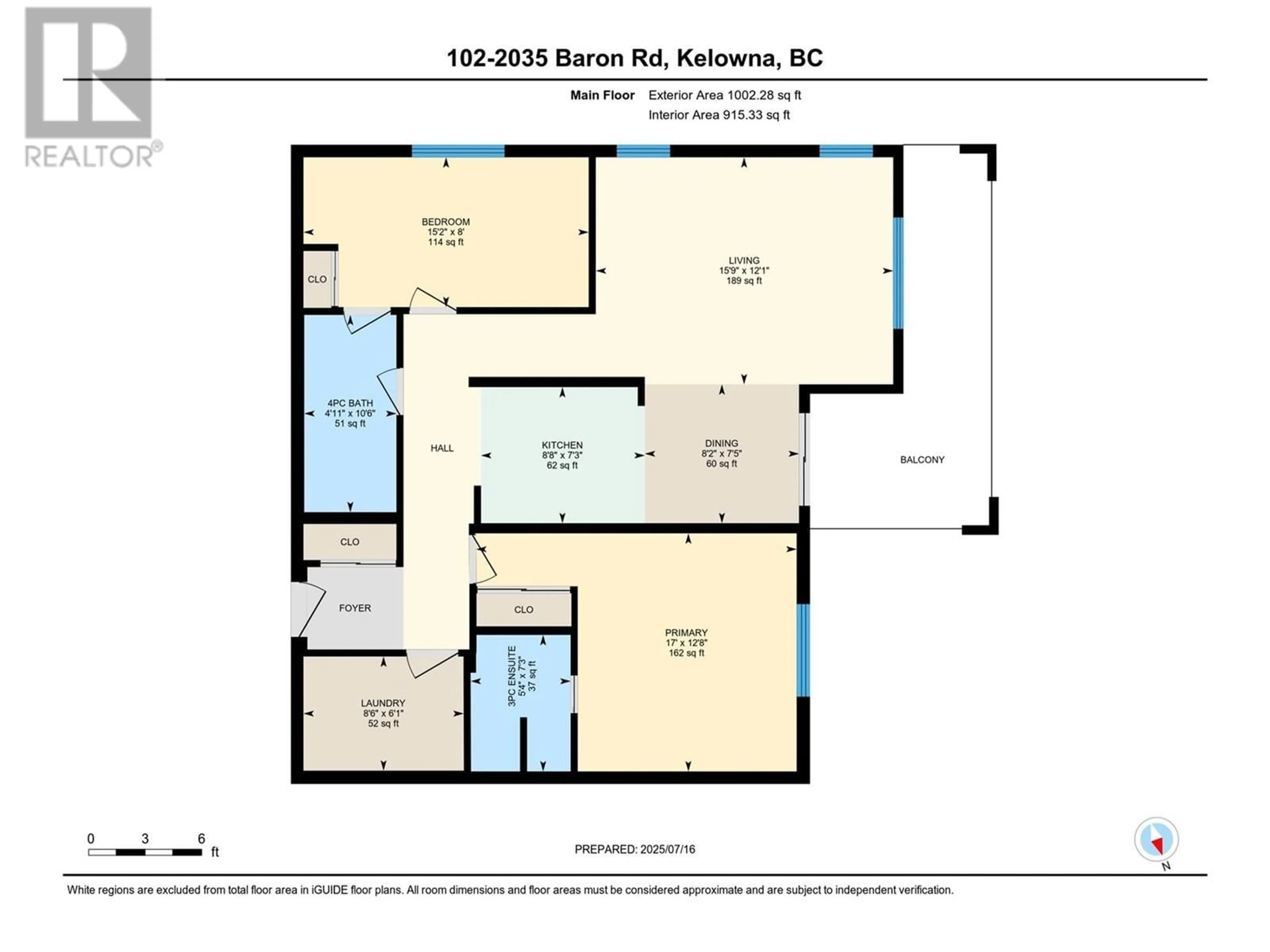 Floor plan for 102 - 2035 BARON ROAD, Kelowna British Columbia V1X7G3