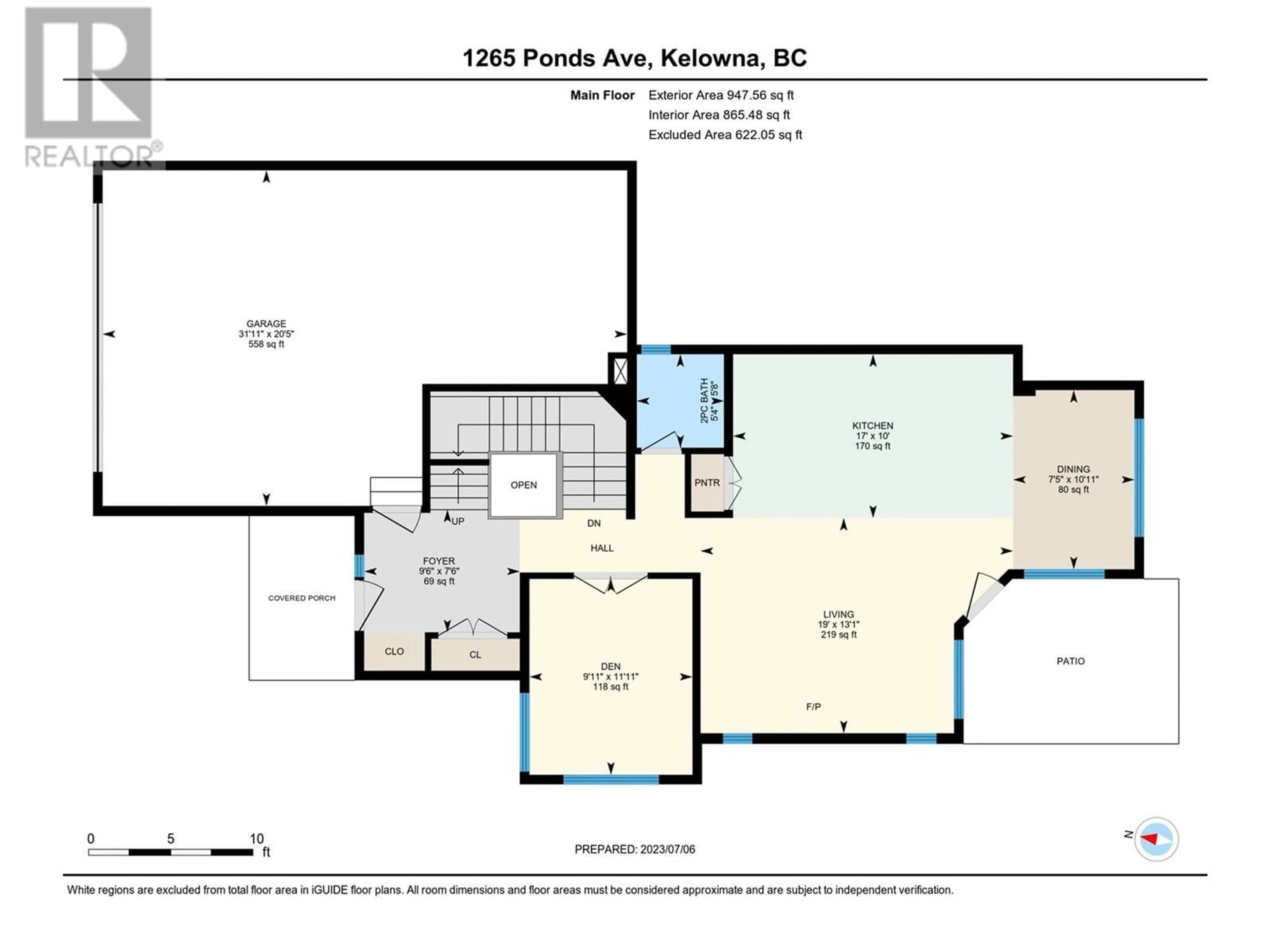 Floor plan for 1265 PONDS AVENUE, Kelowna British Columbia V1W5N1