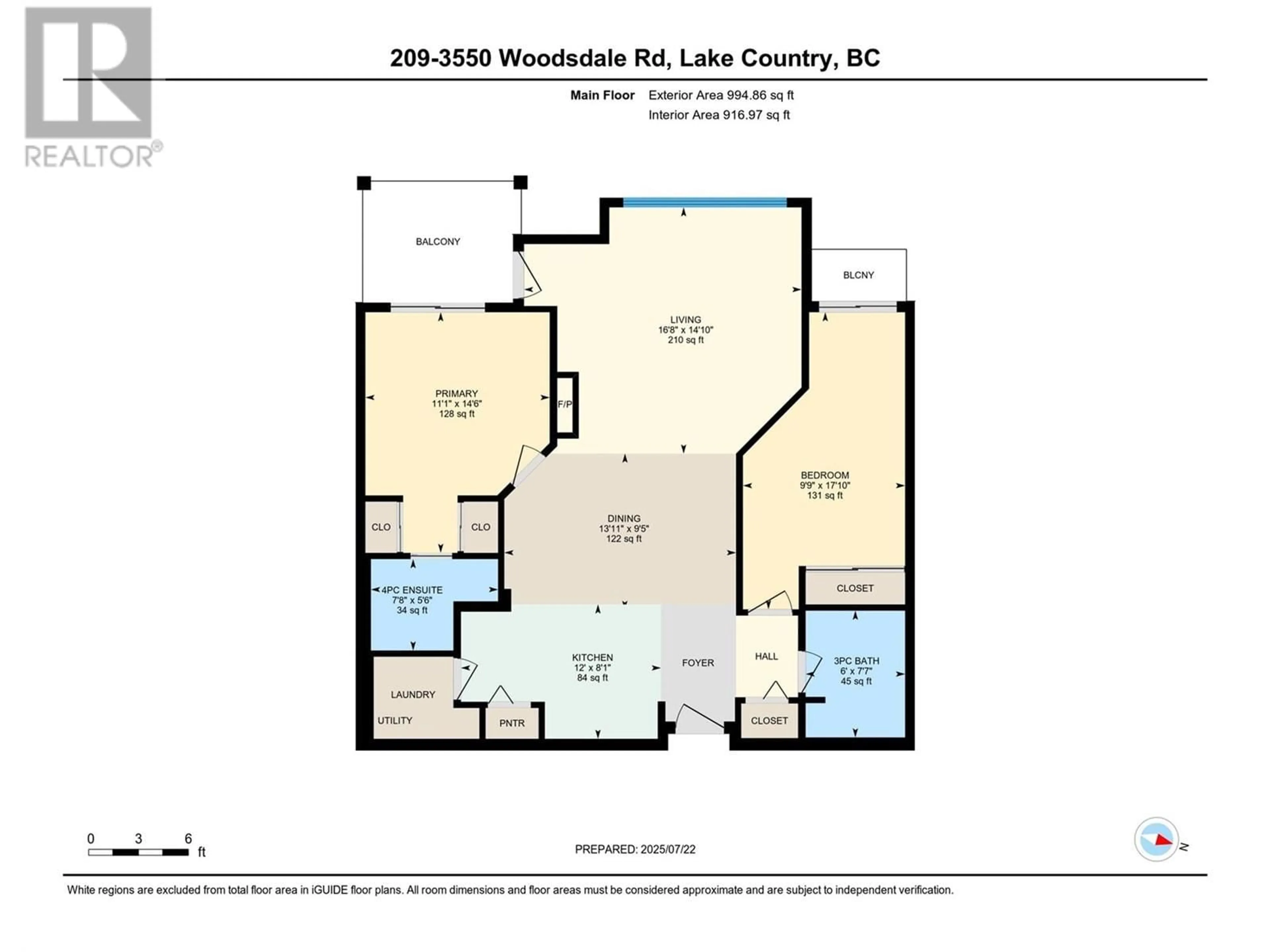 Floor plan for 209 - 3550 WOODSDALE ROAD, Lake Country British Columbia V4V2P5