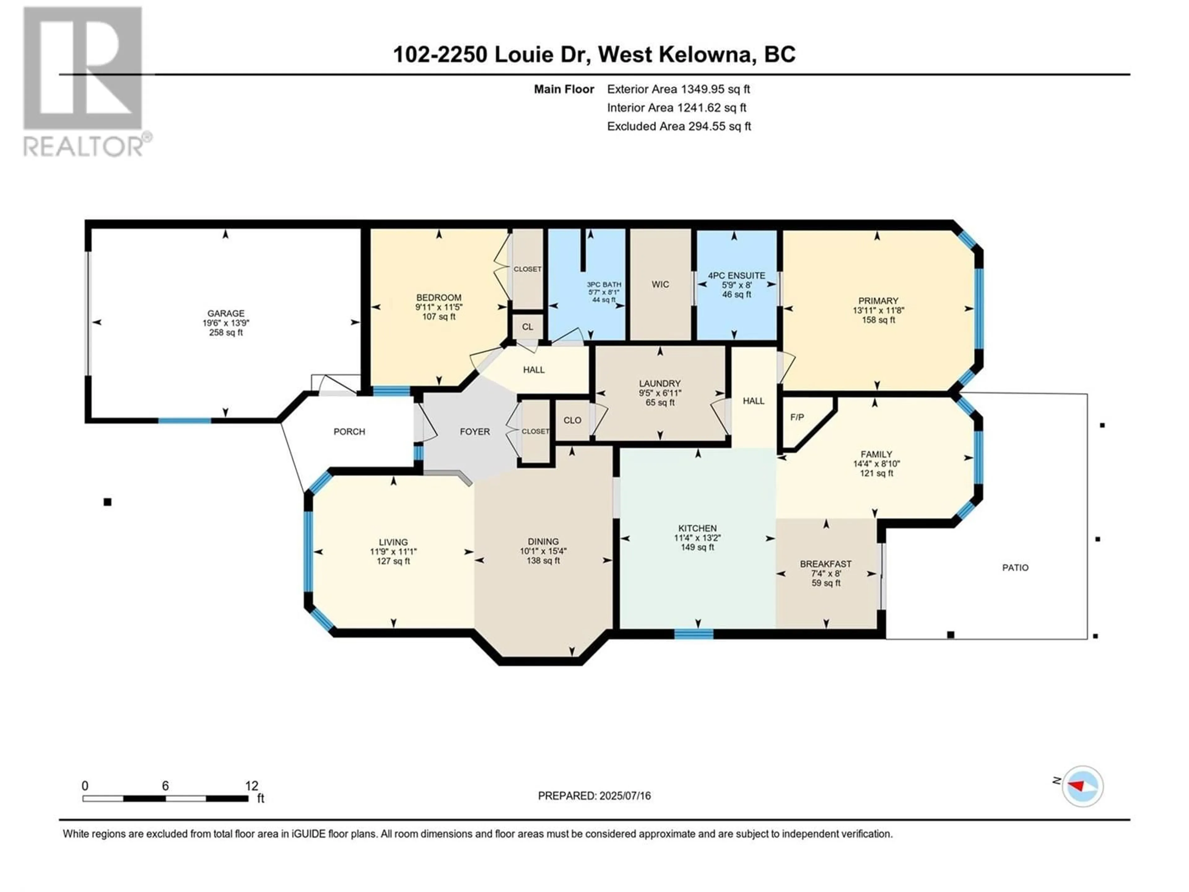 Floor plan for 102 - 2250 LOUIE DRIVE, Westbank British Columbia V4T2M6