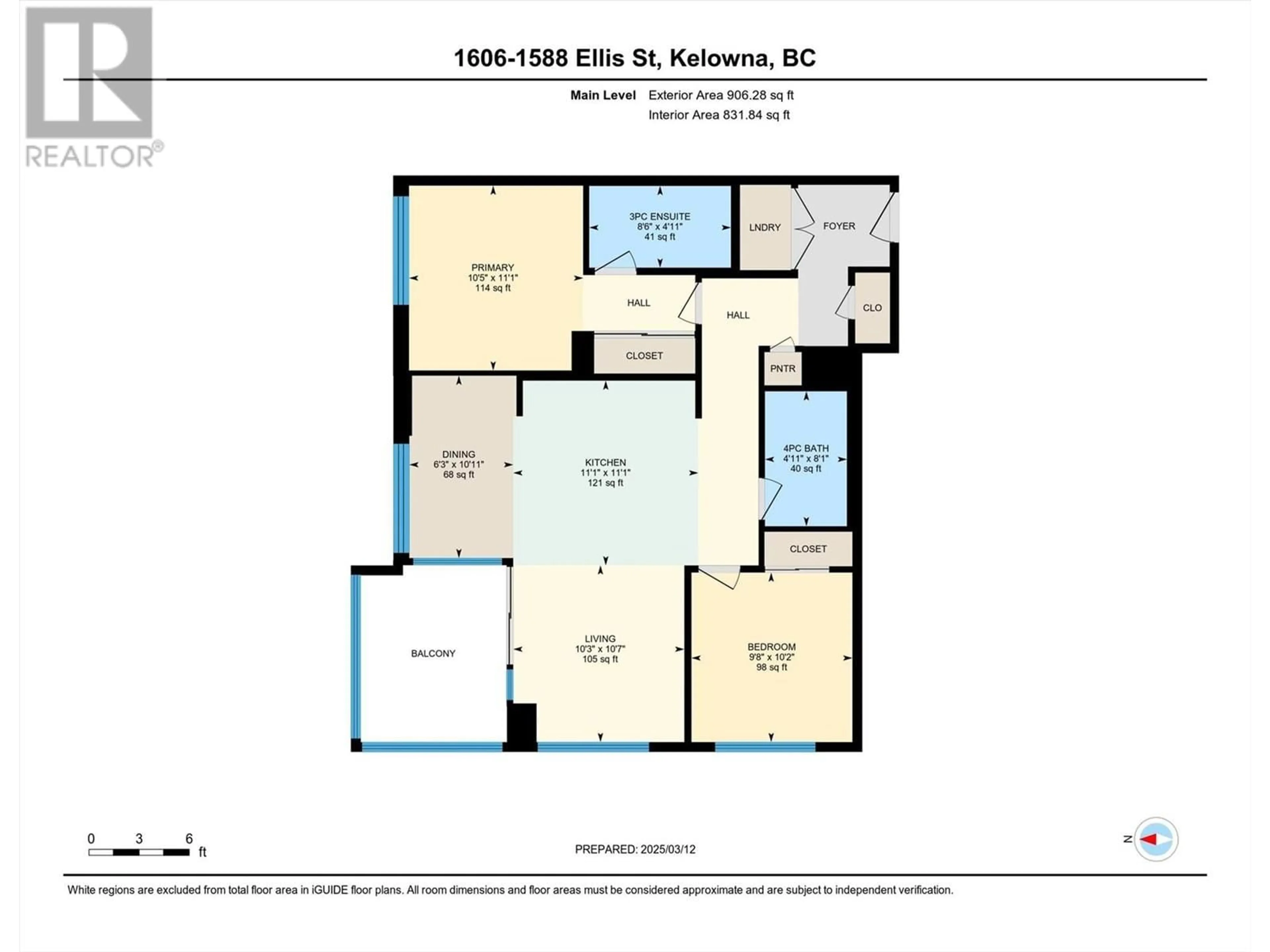 Floor plan for 1606 - 1588 ELLIS STREET, Kelowna British Columbia V1Y0H1
