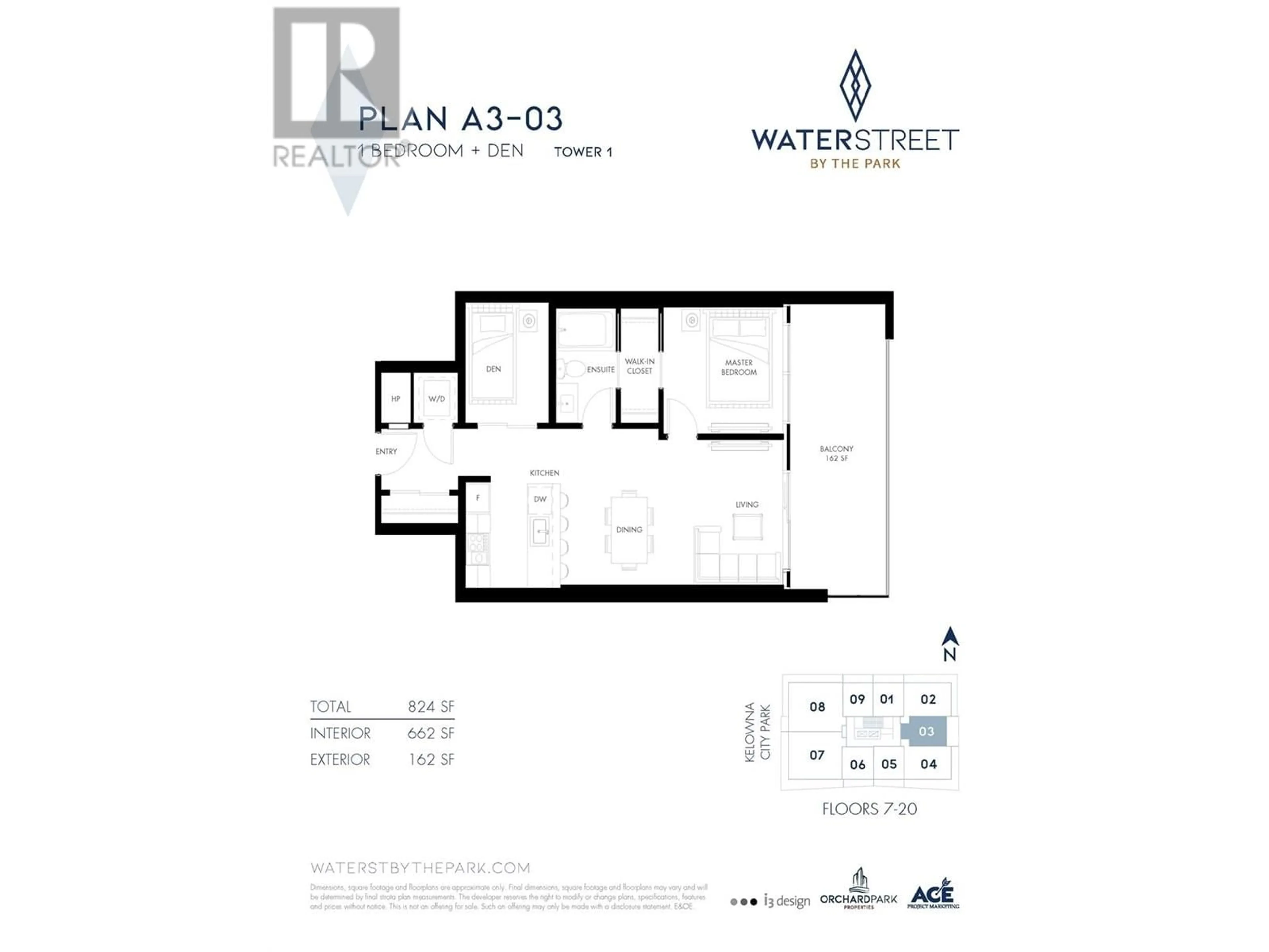 Floor plan for 1403 - 238 LEON AVENUE, Kelowna British Columbia V1Y6H9