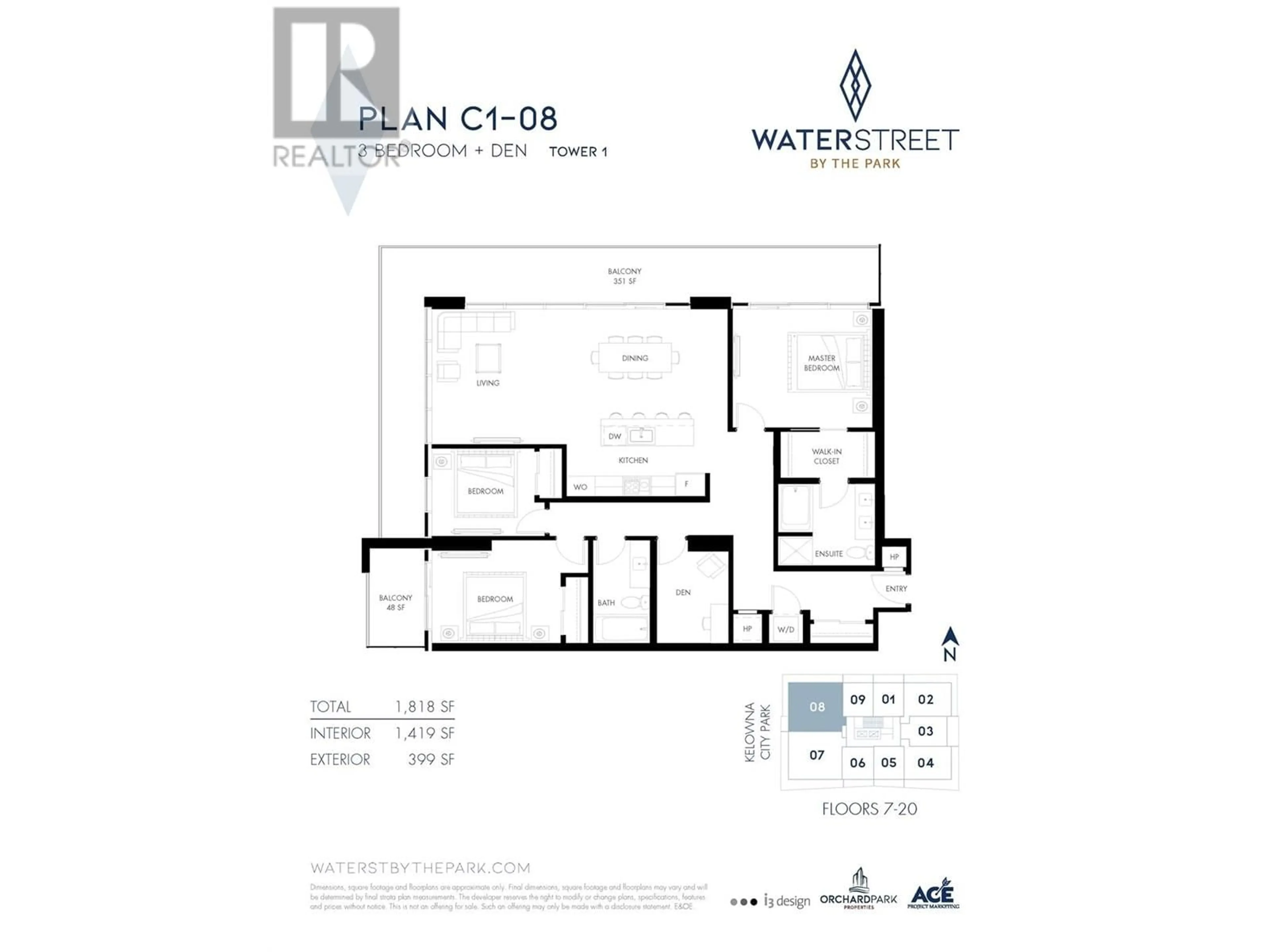 Floor plan for 1808 - 238 LEON AVENUE, Kelowna British Columbia V1Y6H9