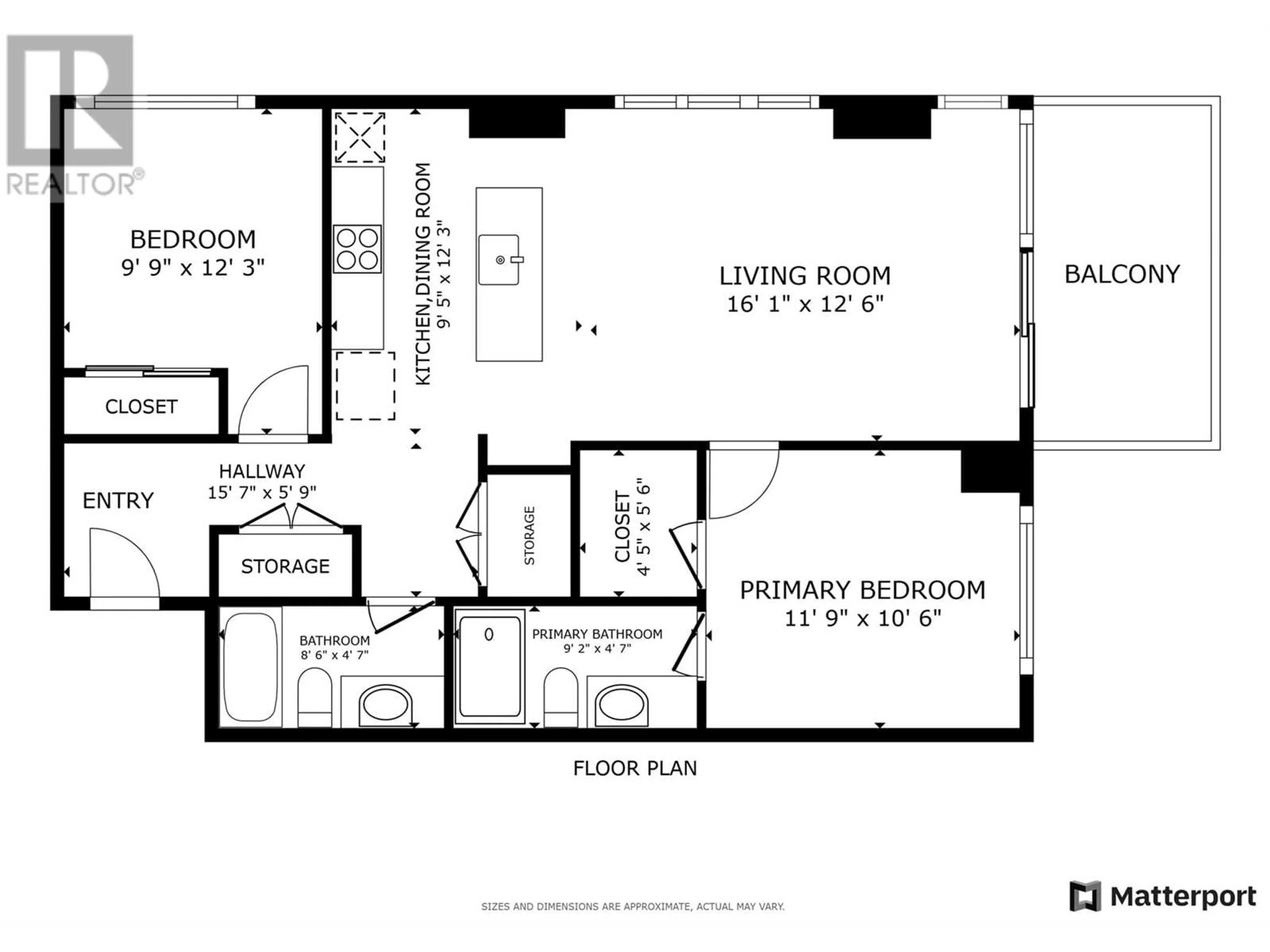 Floor plan for 2502 - 1488 BERTRAM STREET, Kelowna British Columbia V1Y0M6