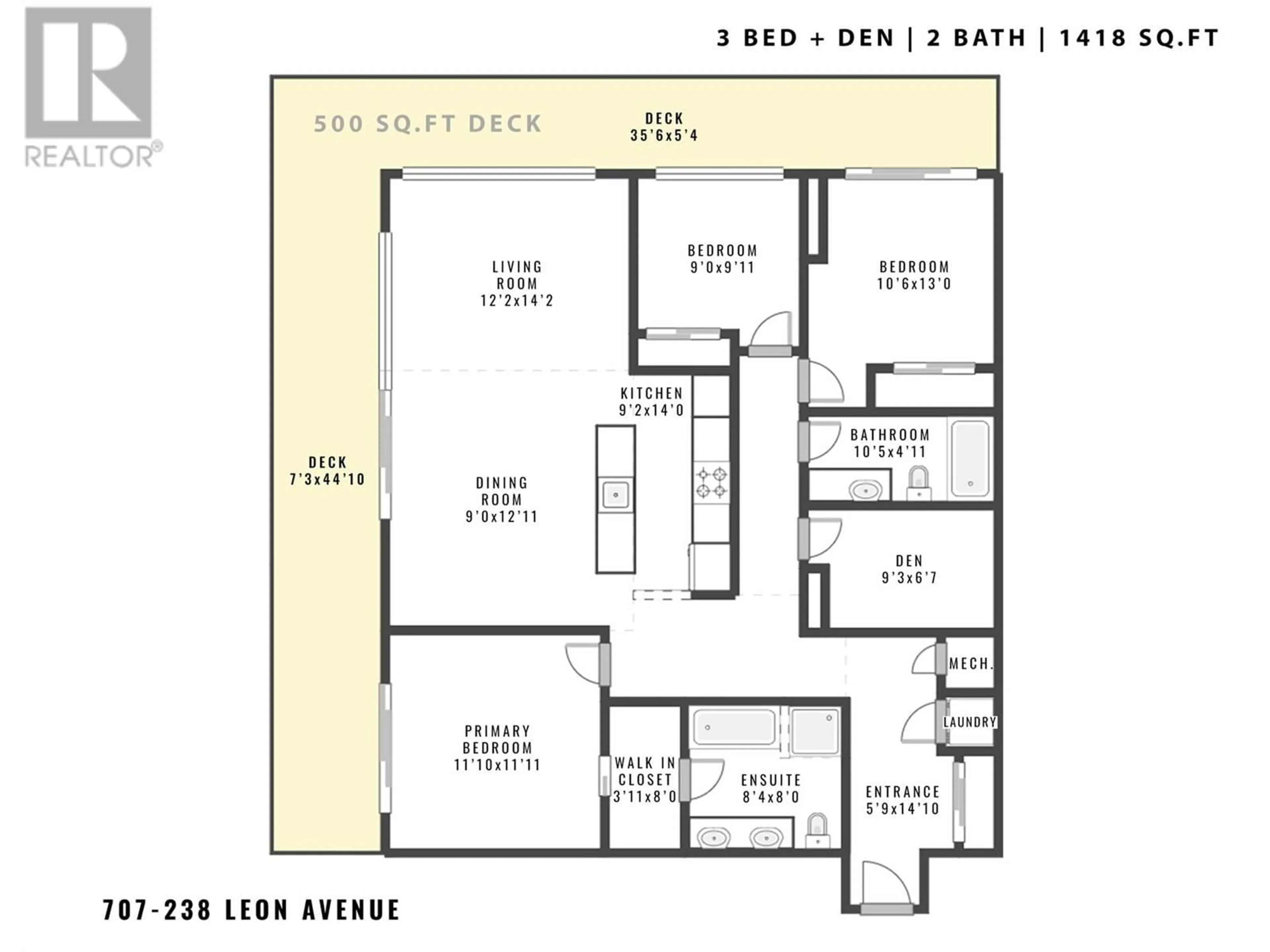 Floor plan for 707 - 238 LEON AVENUE, Kelowna British Columbia V1Y0N6
