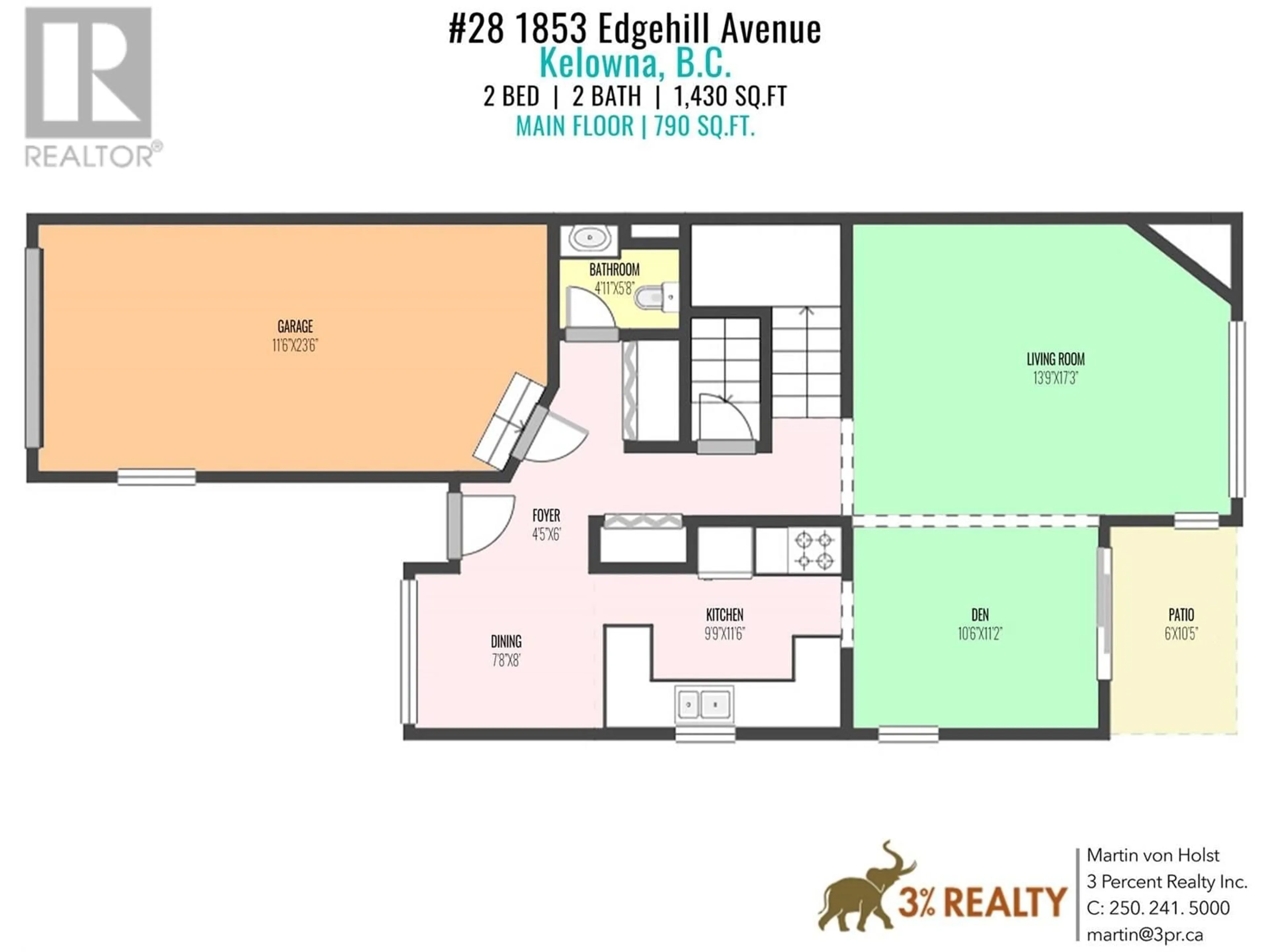 Floor plan for 28 - 1853 EDGEHILL AVENUE, Kelowna British Columbia V1V1X8