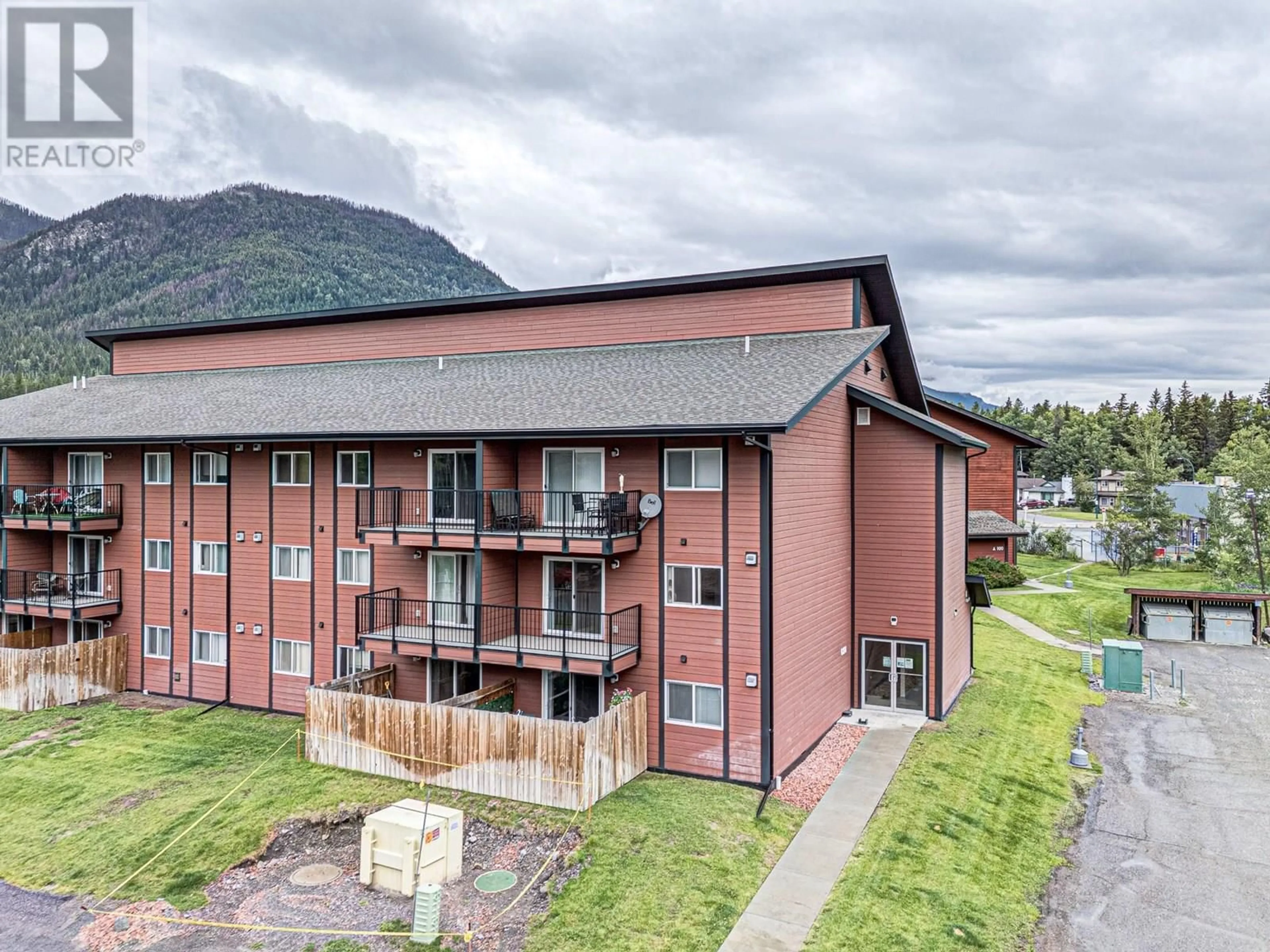 A pic from outside/outdoor area/front of a property/back of a property/a pic from drone, mountain view for 217 - 1286 PONDEROSA DRIVE, Sparwood British Columbia V0B2G2