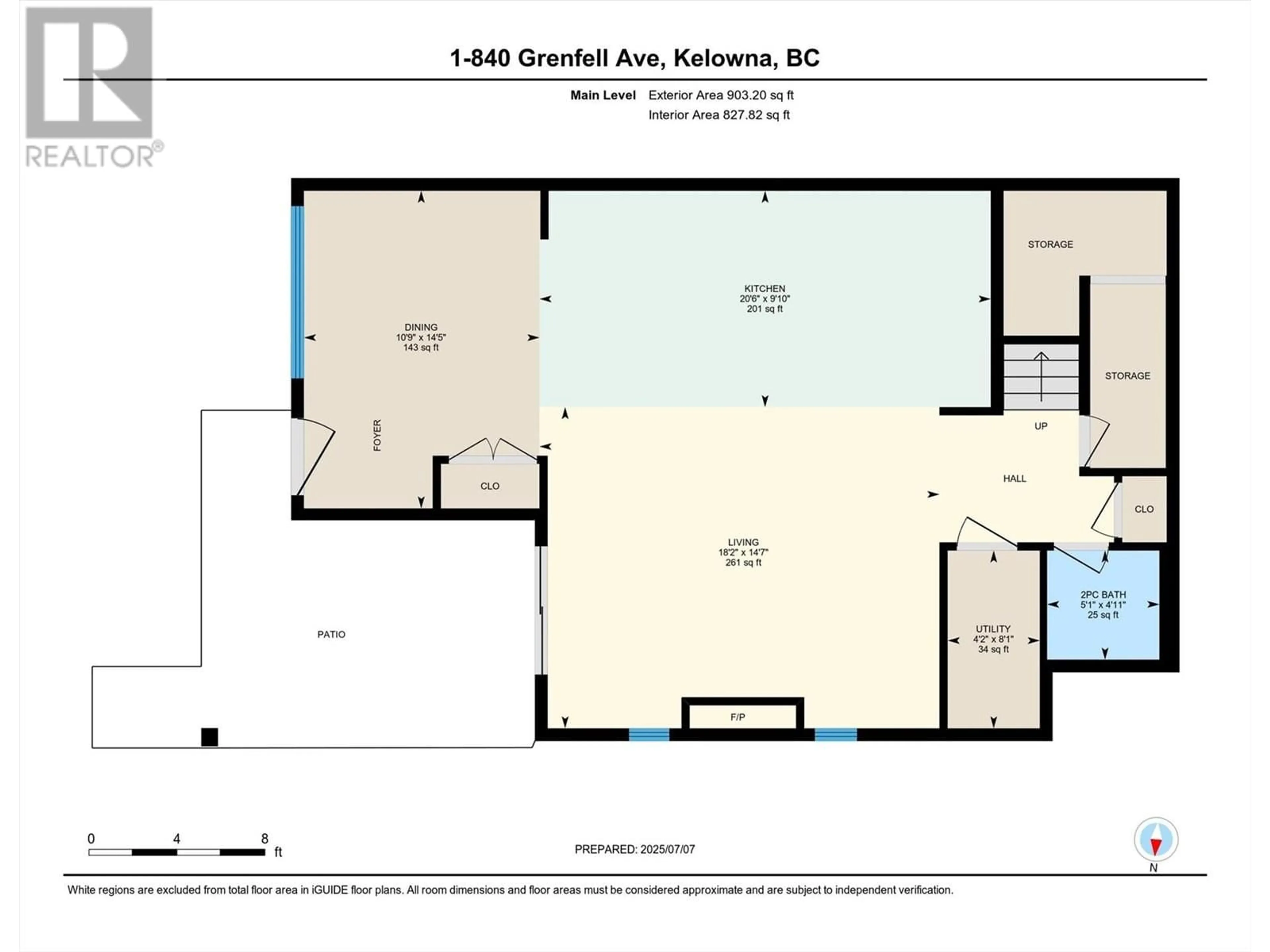 Floor plan for 1 - 840 GRENFELL AVENUE, Kelowna British Columbia V1Y5J4