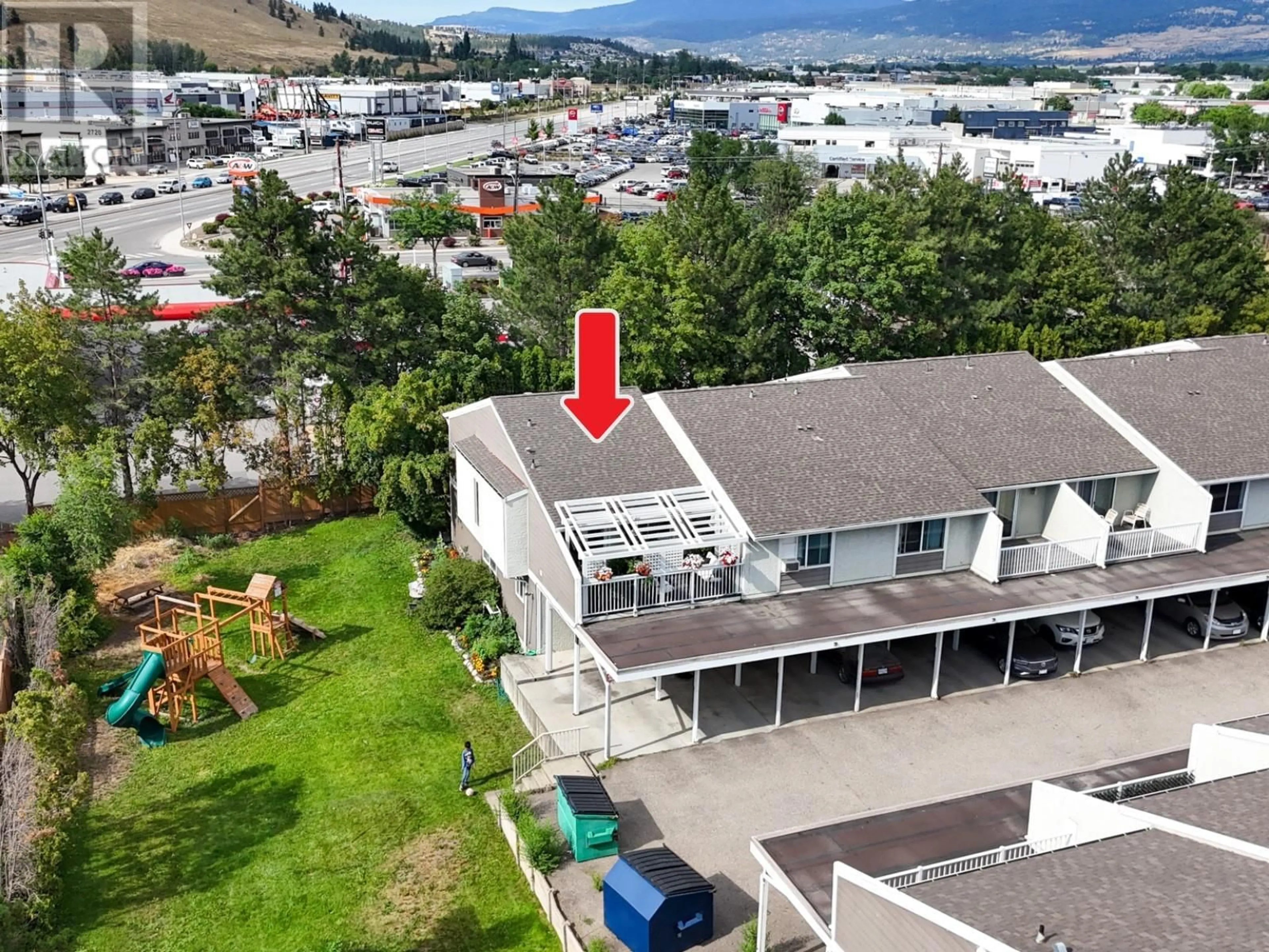 A pic from outside/outdoor area/front of a property/back of a property/a pic from drone, mountain view for 10 - 500 LESTER ROAD, Kelowna British Columbia V1X6E2