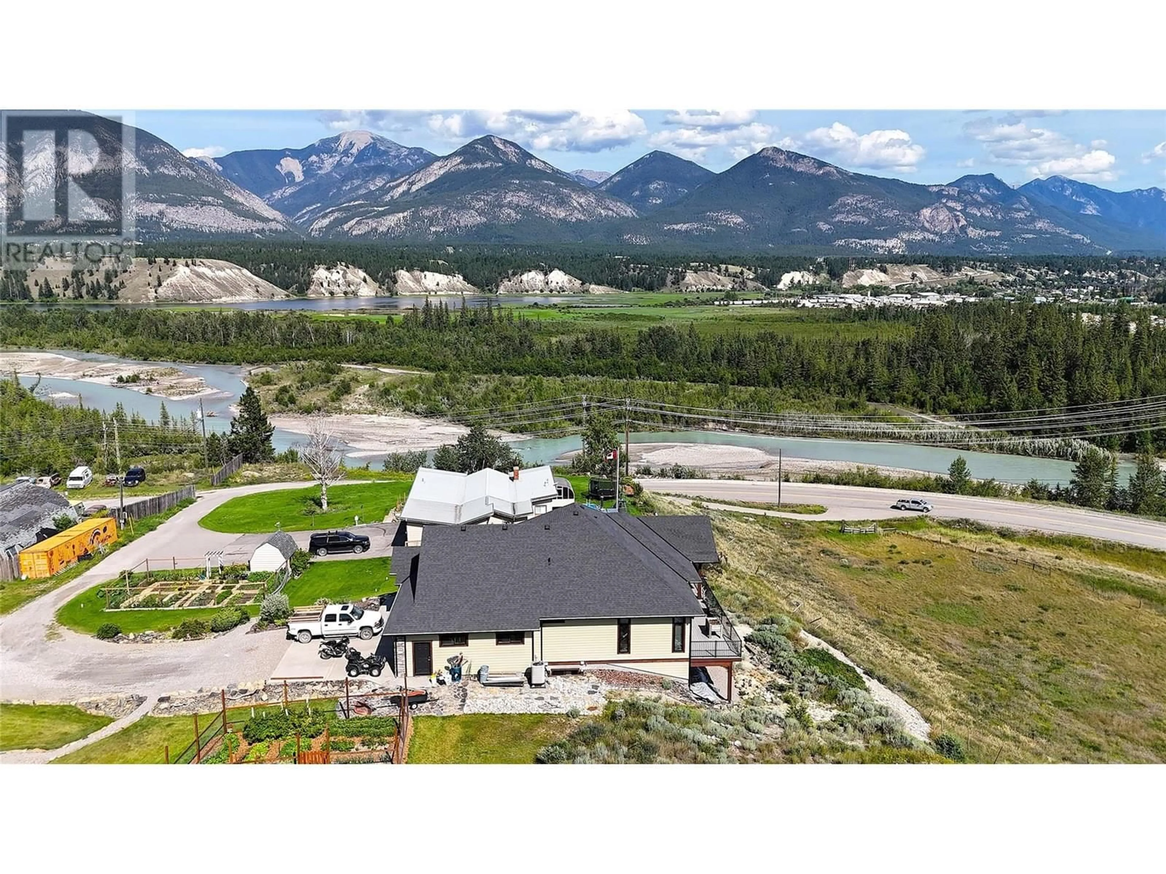 A pic from outside/outdoor area/front of a property/back of a property/a pic from drone, mountain view for 129 WESTSIDE ROAD, Invermere British Columbia V0A1K5