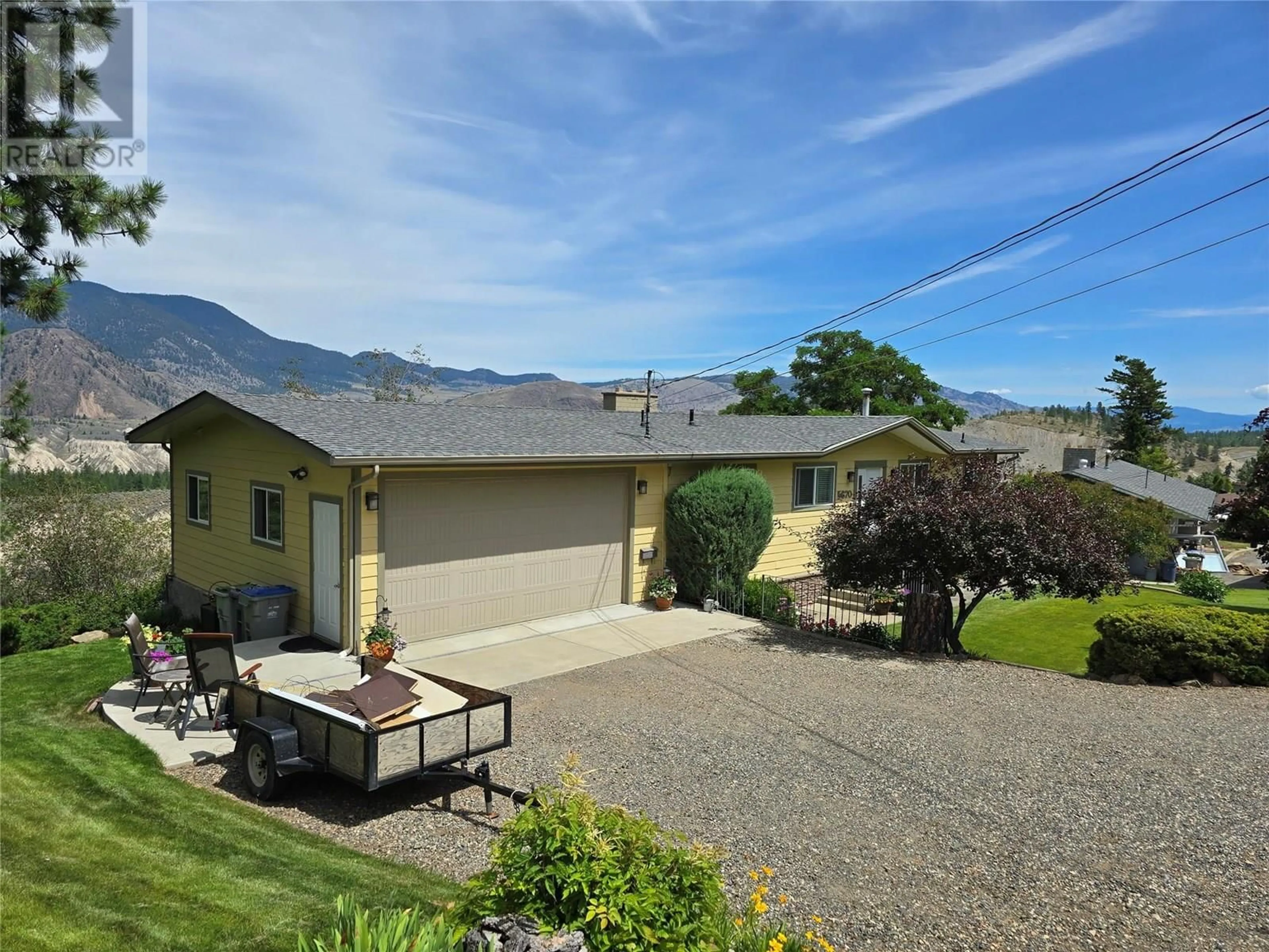 A pic from outside/outdoor area/front of a property/back of a property/a pic from drone, mountain view for 5670 CLEARVIEW DRIVE, Kamloops British Columbia V2C5G2