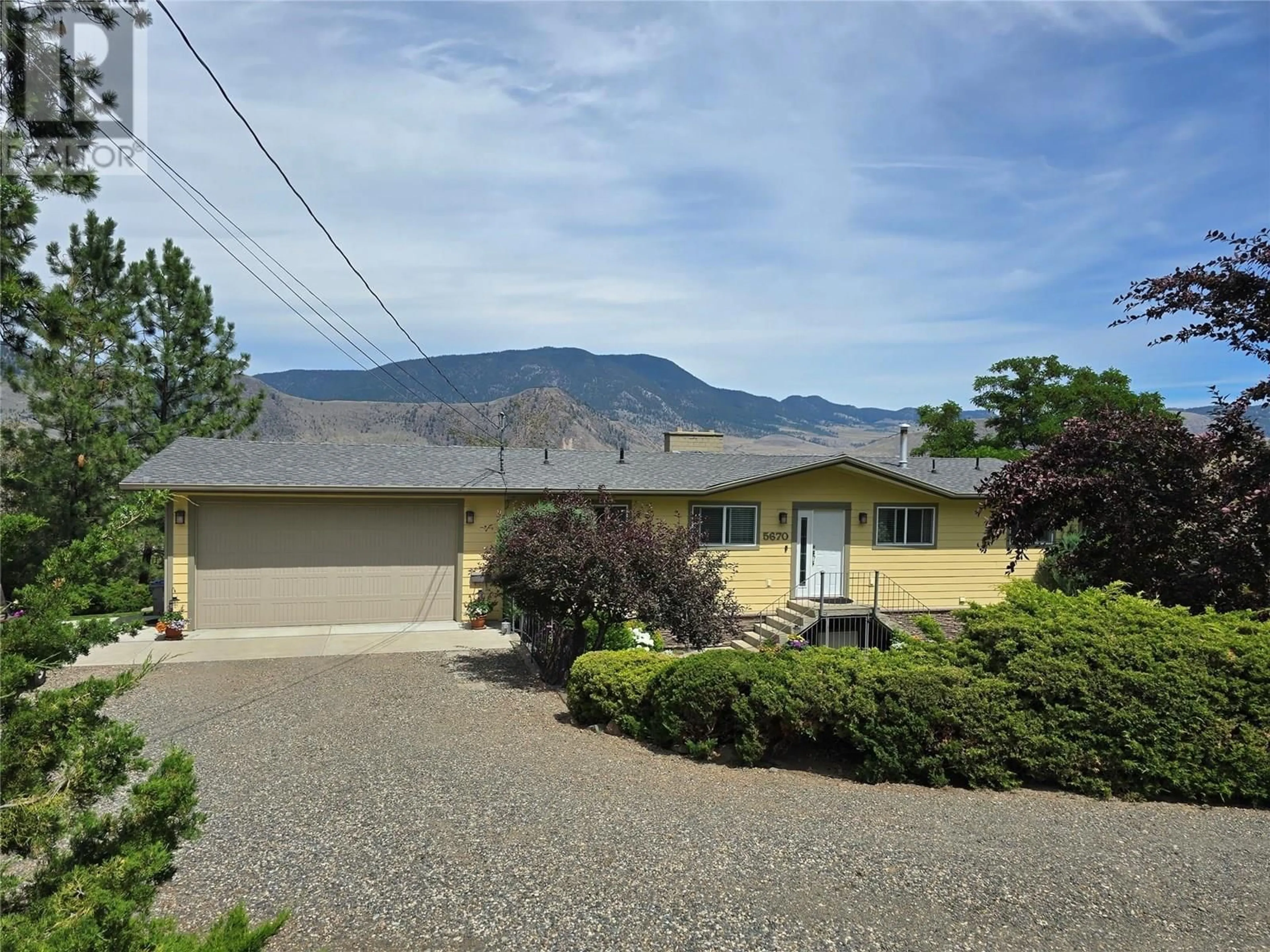 A pic from outside/outdoor area/front of a property/back of a property/a pic from drone, mountain view for 5670 CLEARVIEW DRIVE, Kamloops British Columbia V2C5G2