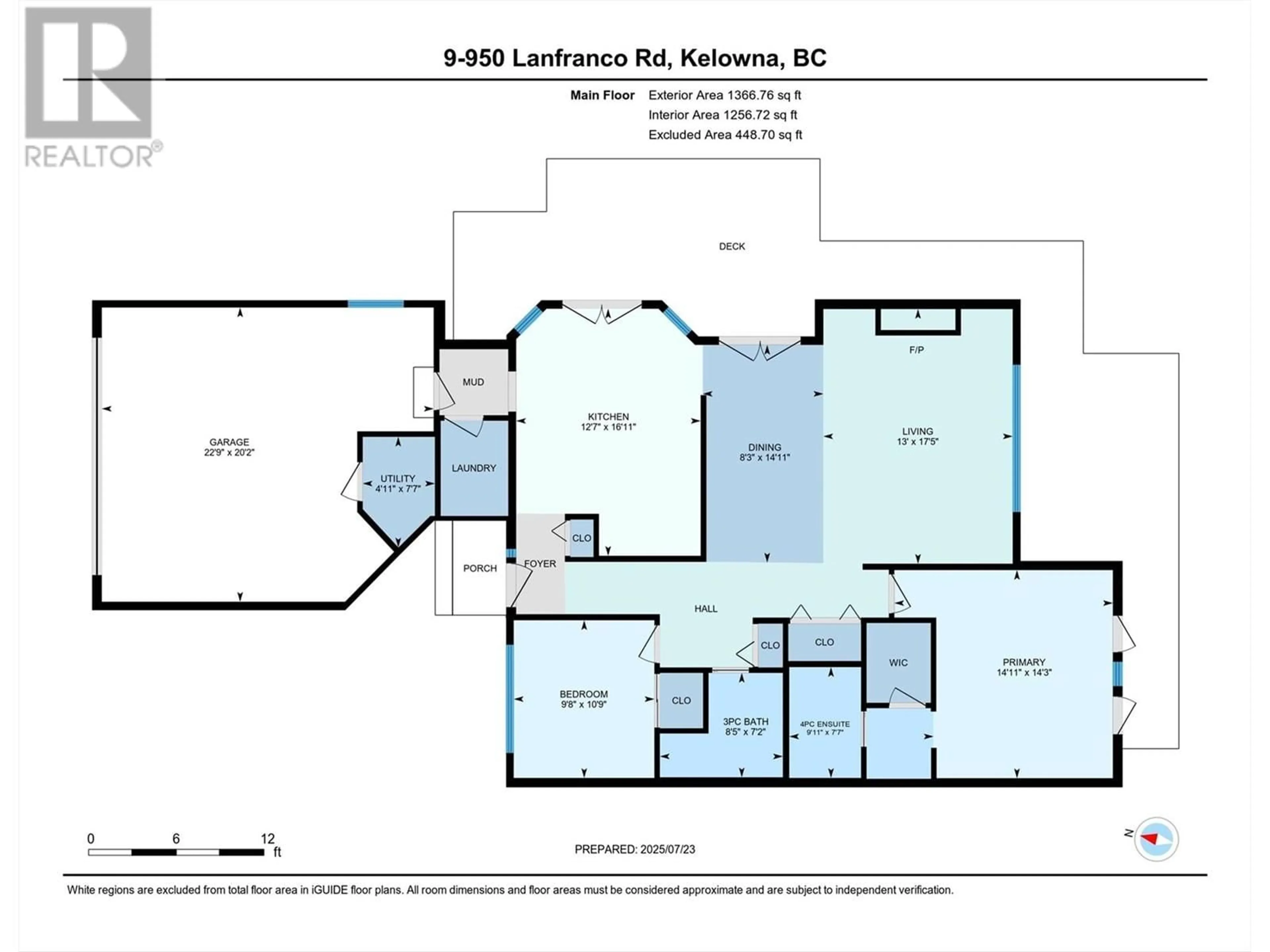 Floor plan for 9 - 950 LANFRANCO ROAD, Kelowna British Columbia V1W3W8
