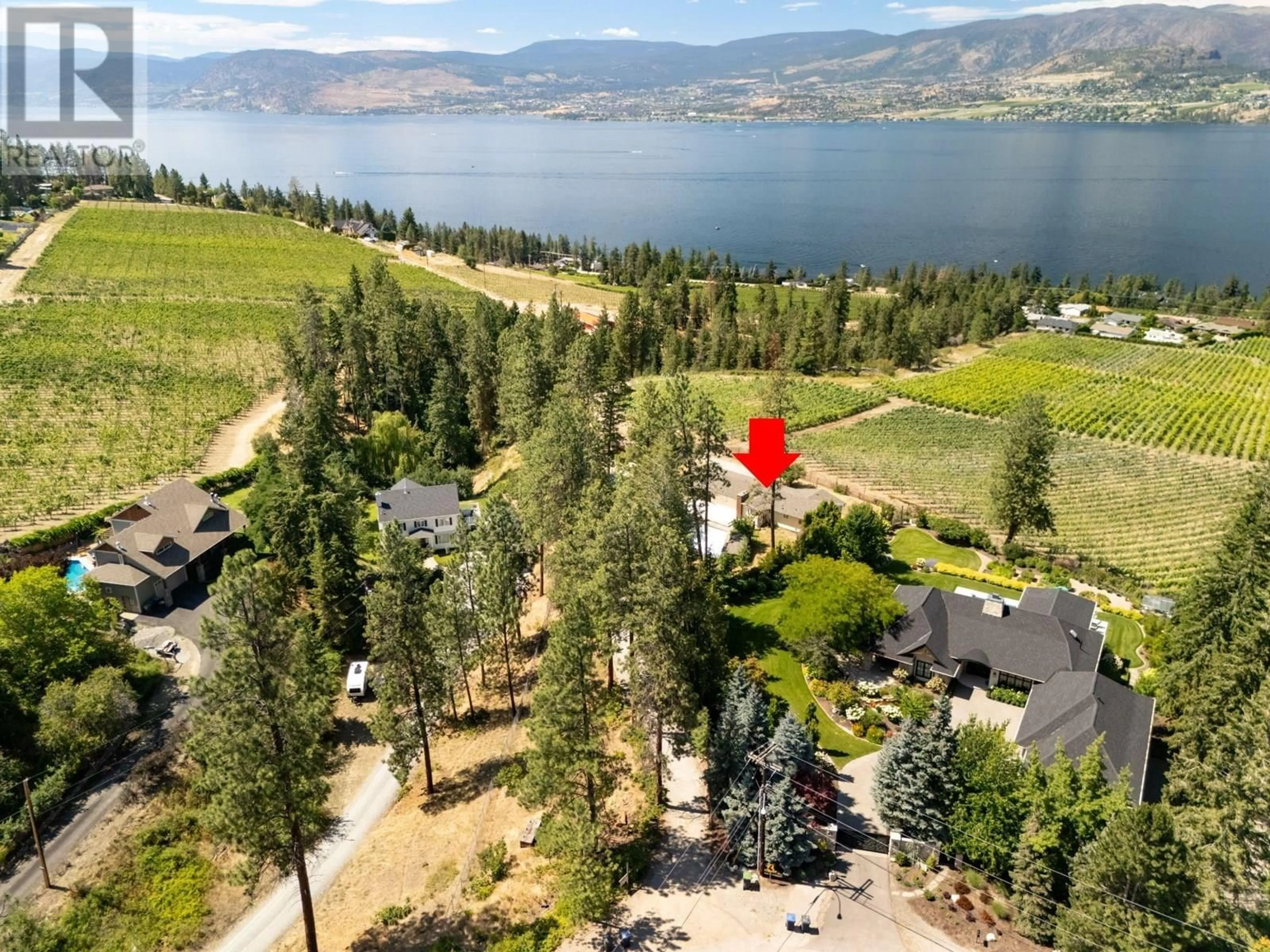 A pic from outside/outdoor area/front of a property/back of a property/a pic from drone, water/lake/river/ocean view for 482 OKAVIEW ROAD, Kelowna British Columbia V1W4M1