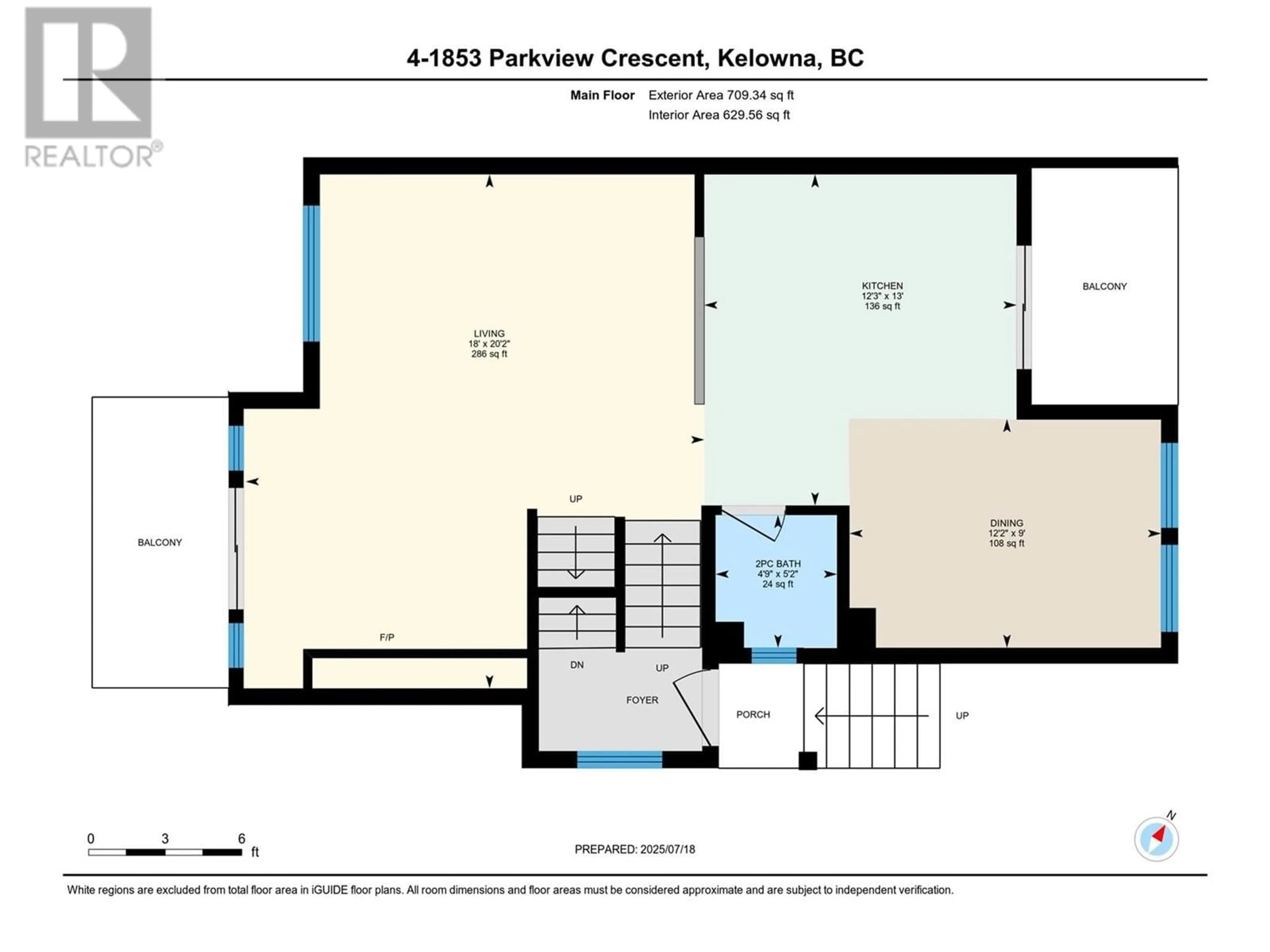 Floor plan for 4 - 1853 PARKVIEW CRESCENT, Kelowna British Columbia V1X8A3