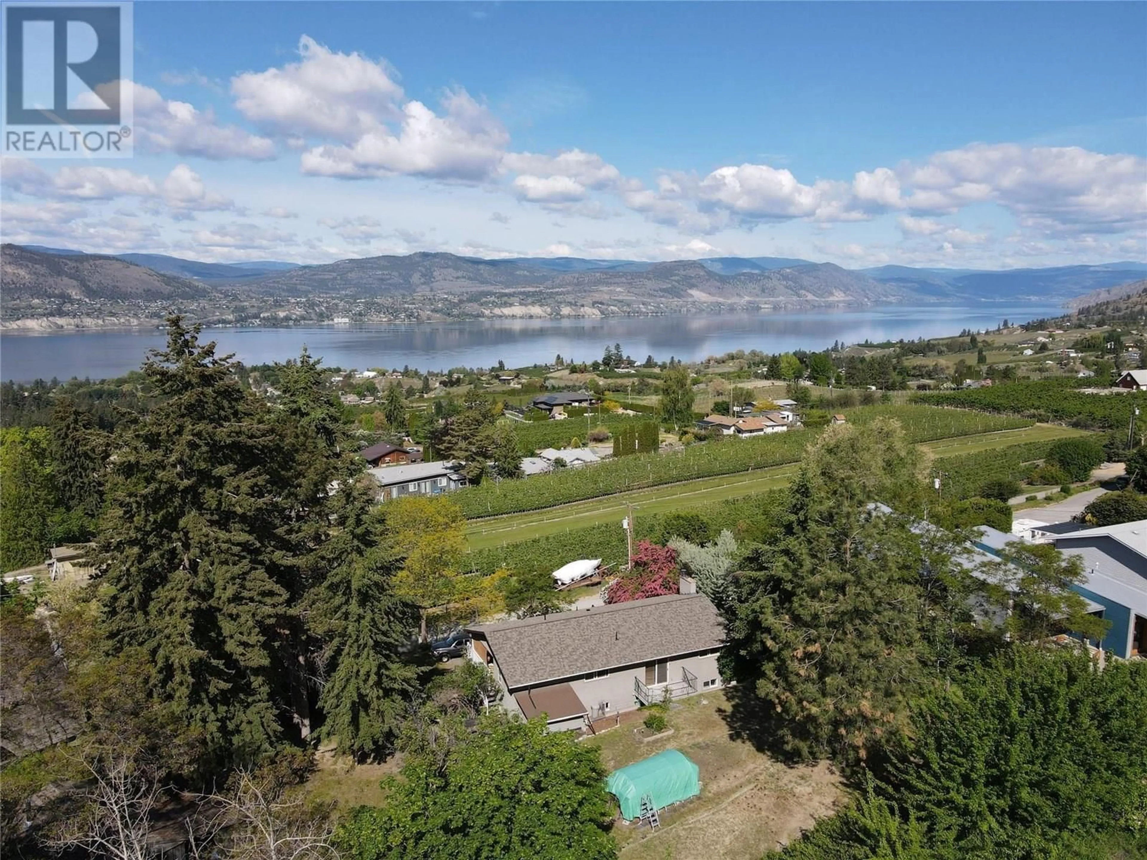 A pic from outside/outdoor area/front of a property/back of a property/a pic from drone, water/lake/river/ocean view for 3812 ALBRECHT ROAD, Penticton British Columbia V0H1N0