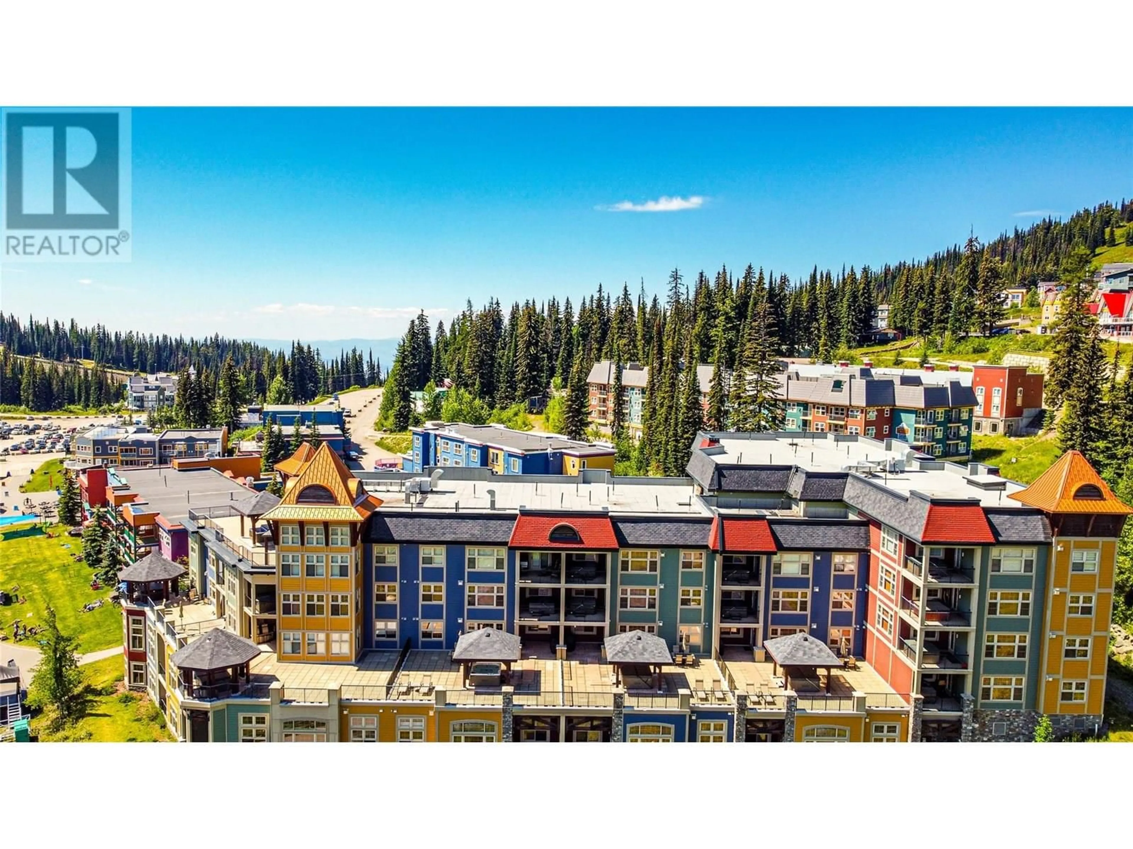 A pic from outside/outdoor area/front of a property/back of a property/a pic from drone, mountain view for 303 - 170 SILVER LODE LANE, Silver Star British Columbia V1B3M1