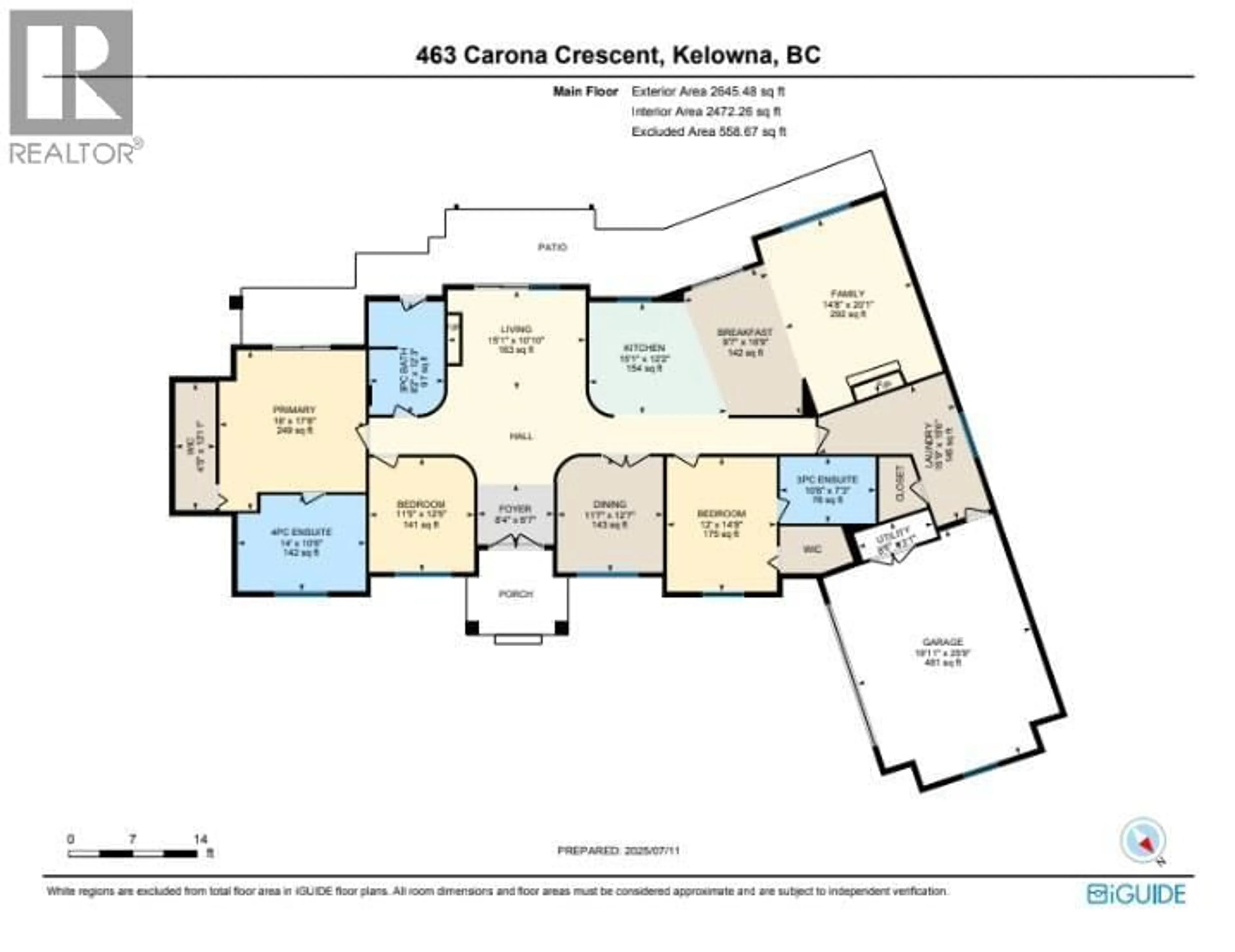 Floor plan for 463 CARONA CRESCENT, Kelowna British Columbia V1W3C6